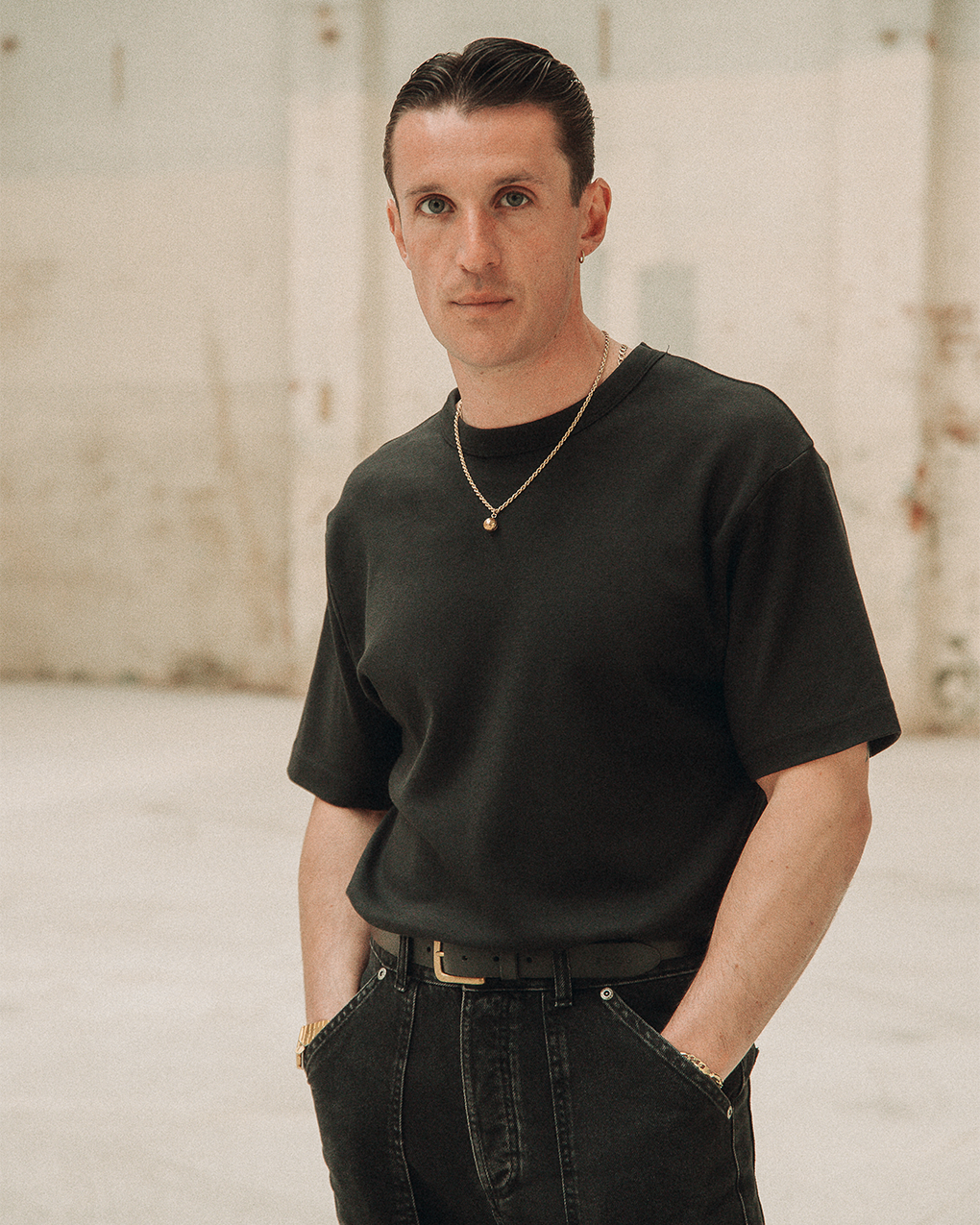 Men's Heavyweight Cotton T-shirt Washed Black ‐ P&Co A Mindset