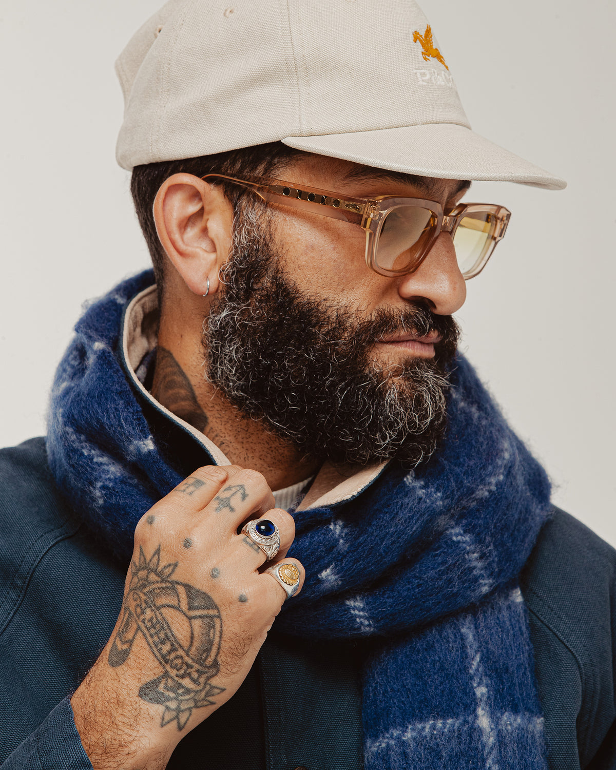 Checked Brushed Scarf - Grid Check
