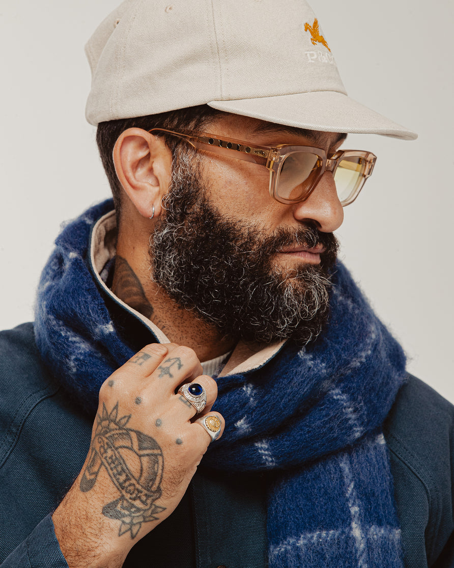 Checked Brushed Scarf - Grid Check