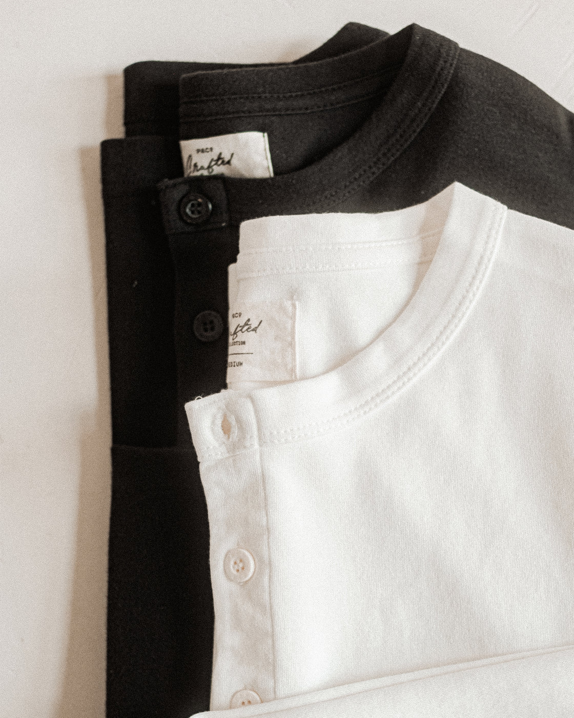 Crafted Heavyweight Henley Bundle - Washed Black & Off White