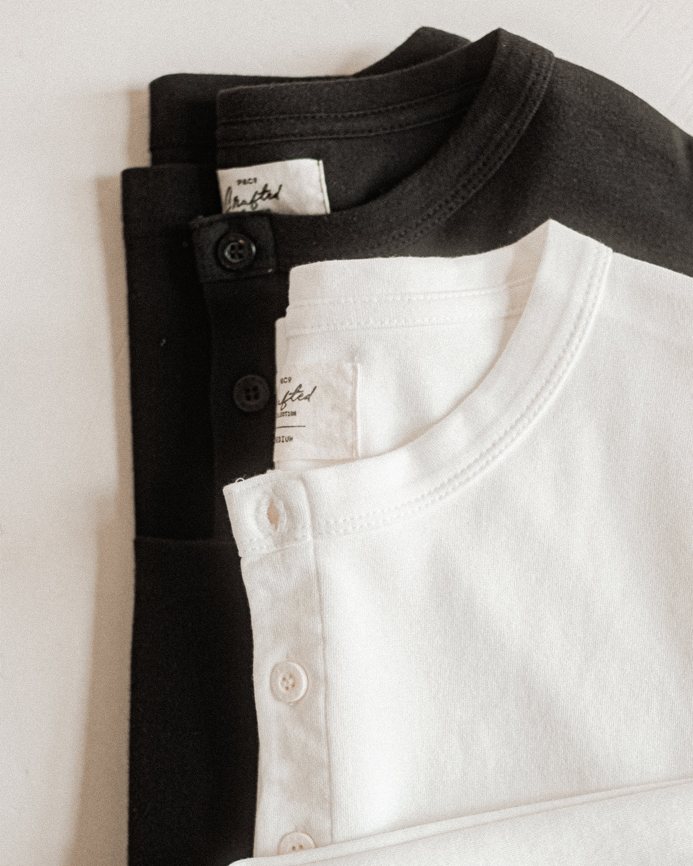 Crafted Heavyweight Henley Bundle - Washed Black & Off White