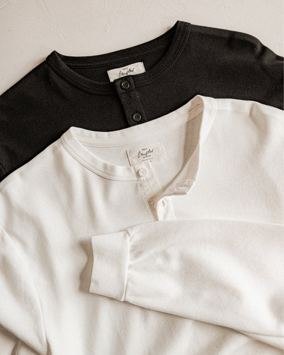 Crafted Heavyweight Henley Bundle - Washed Black & Off White