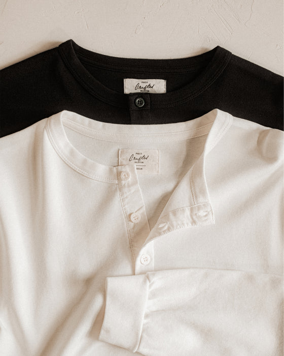 Crafted Heavyweight Henley Bundle - Washed Black & Off White