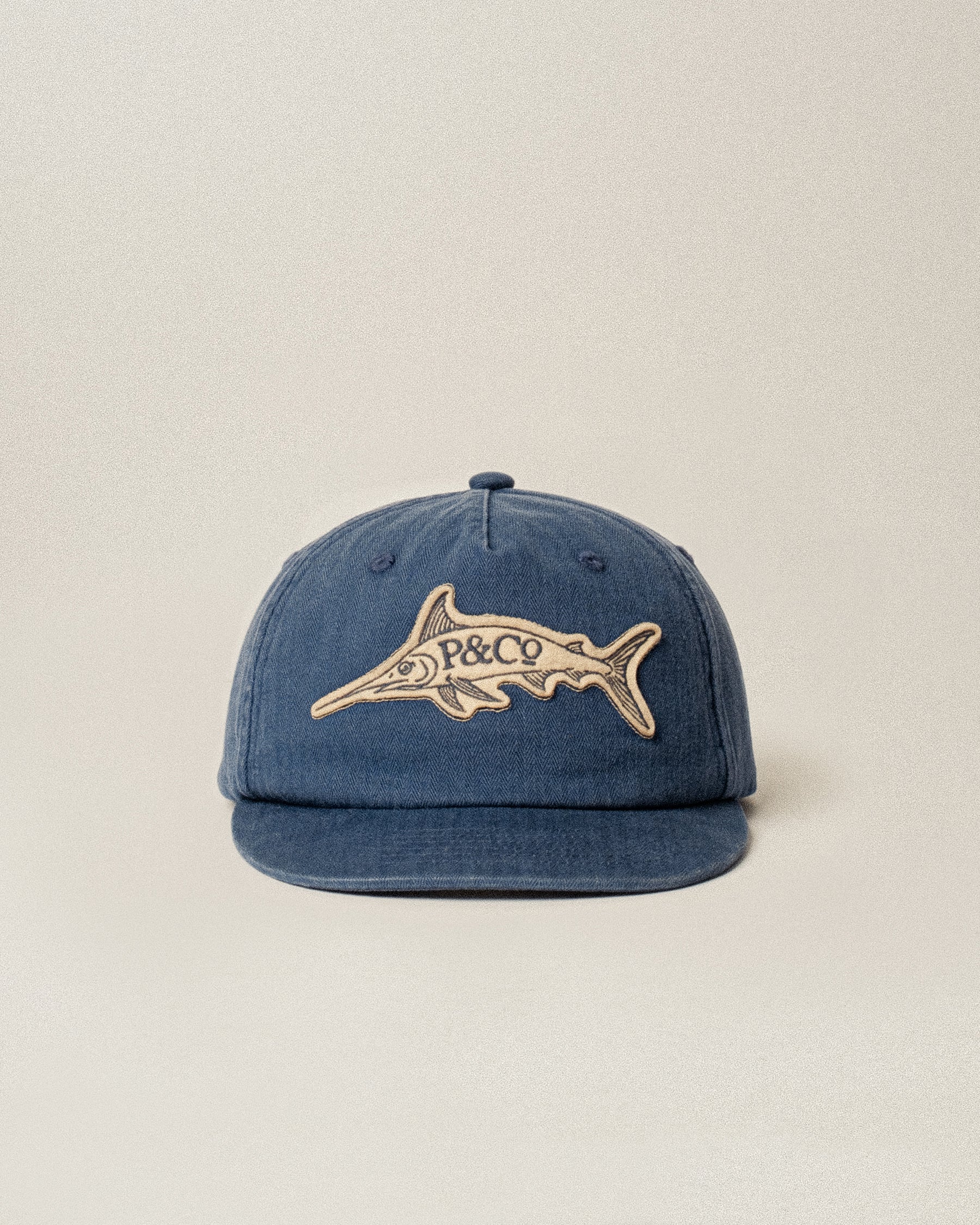 Prize Catch Herringbone Cotton 5 Panel Cap - Navy