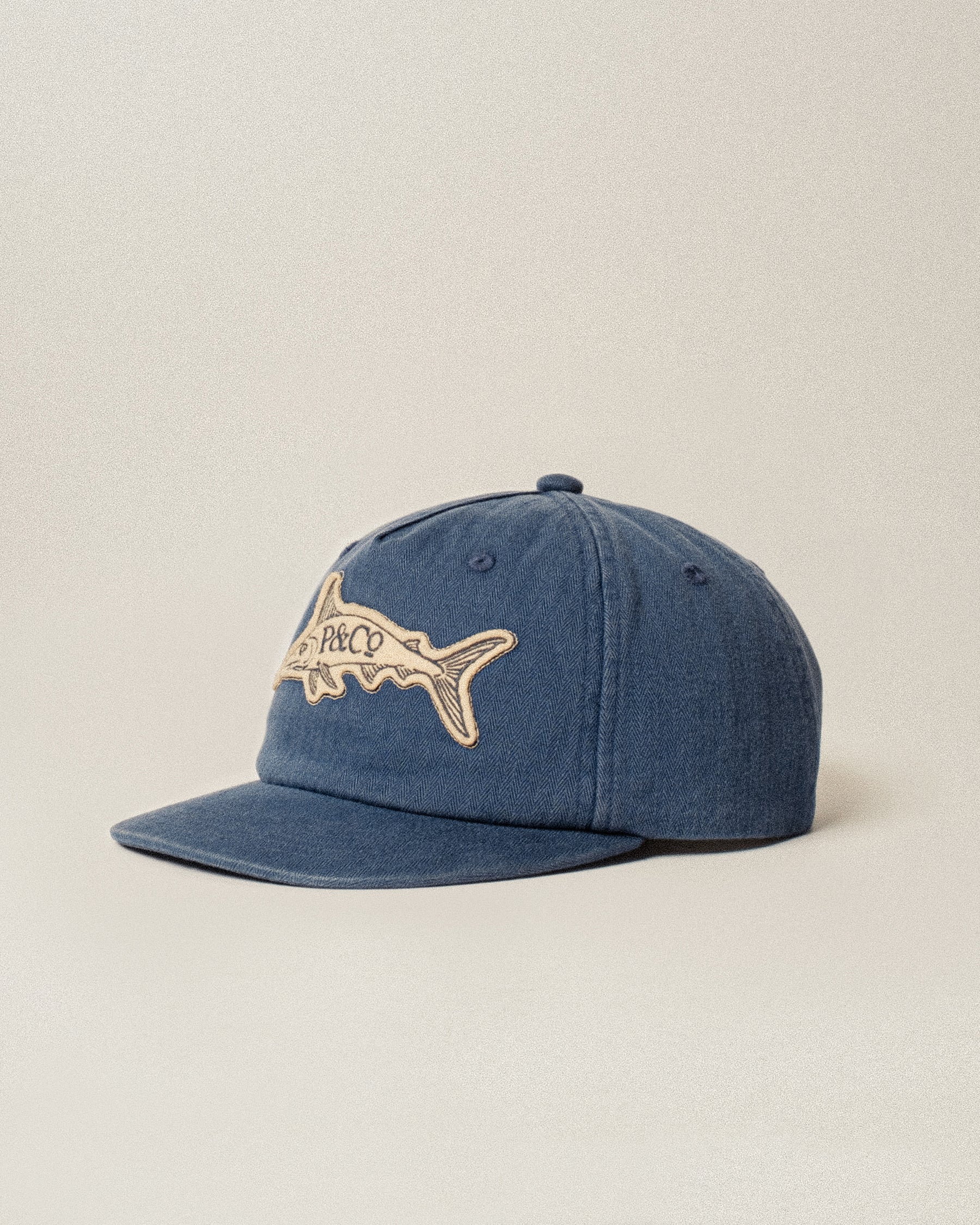 Navy Pinstripe Drifters Wool 5 Panel Cap | Hats & Beanies ‐ P&Co