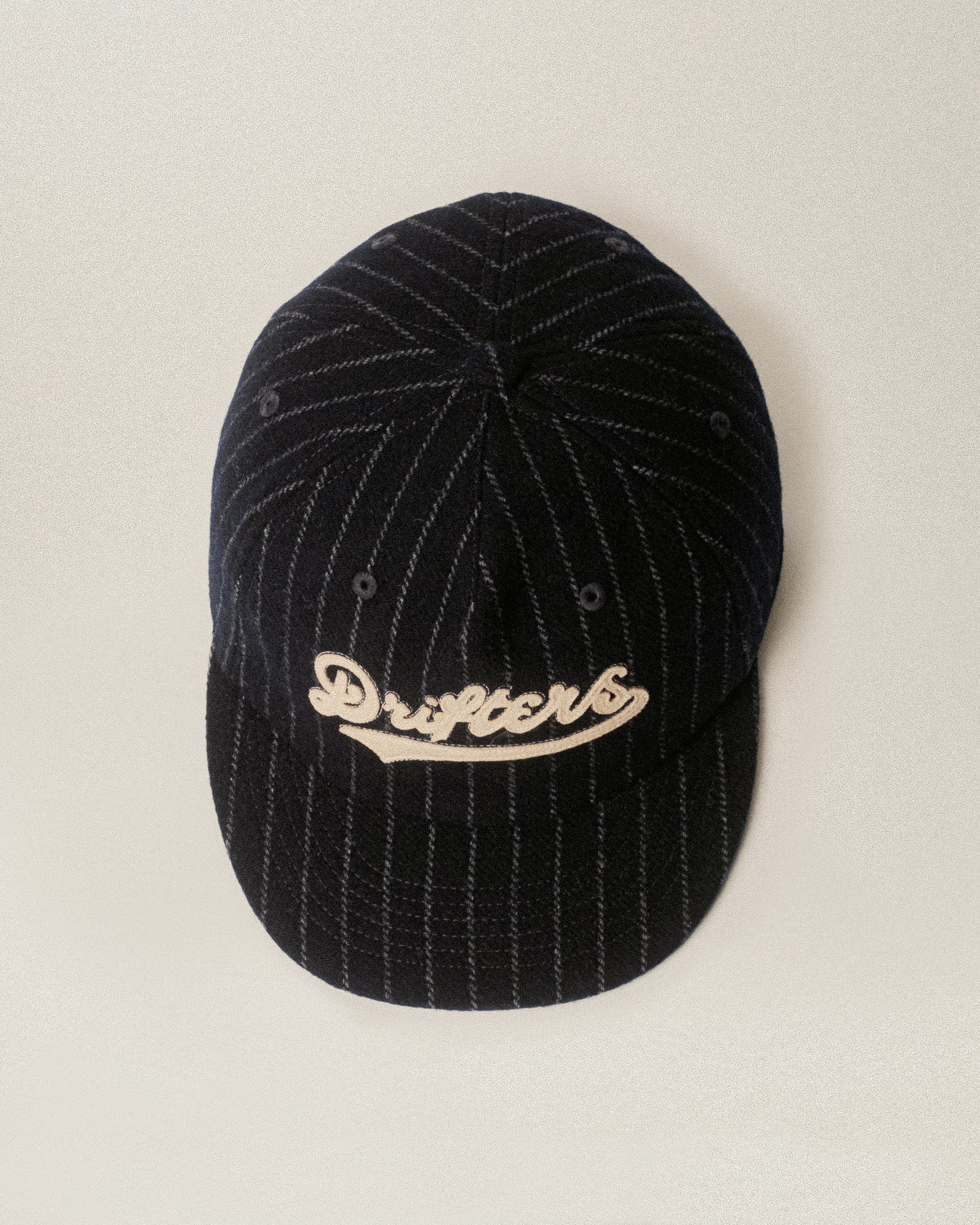 Navy Pinstripe Drifters Wool 5 Panel Cap | Hats & Beanies ‐ P&Co