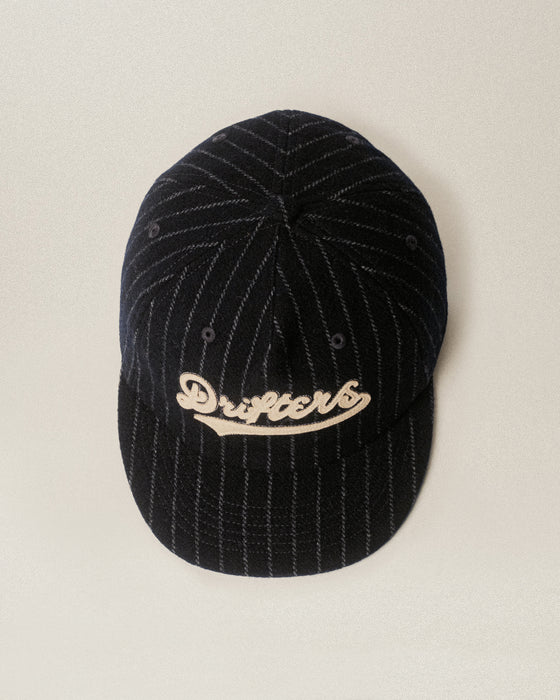 Drifters Wool 5 Panel Cap - Navy Pinstripe