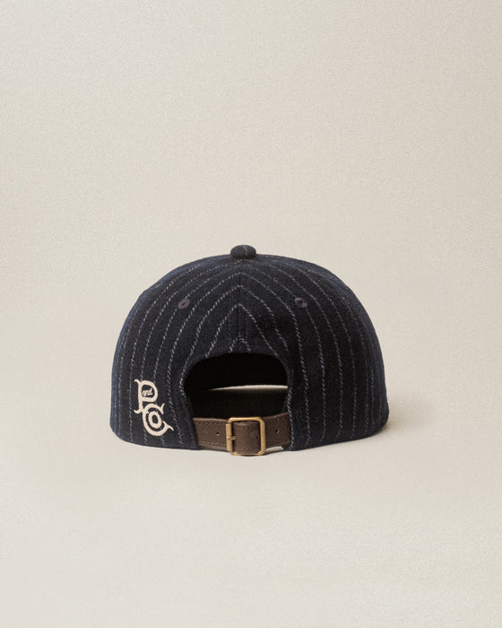 Drifters Wool 5 Panel Cap - Navy Pinstripe