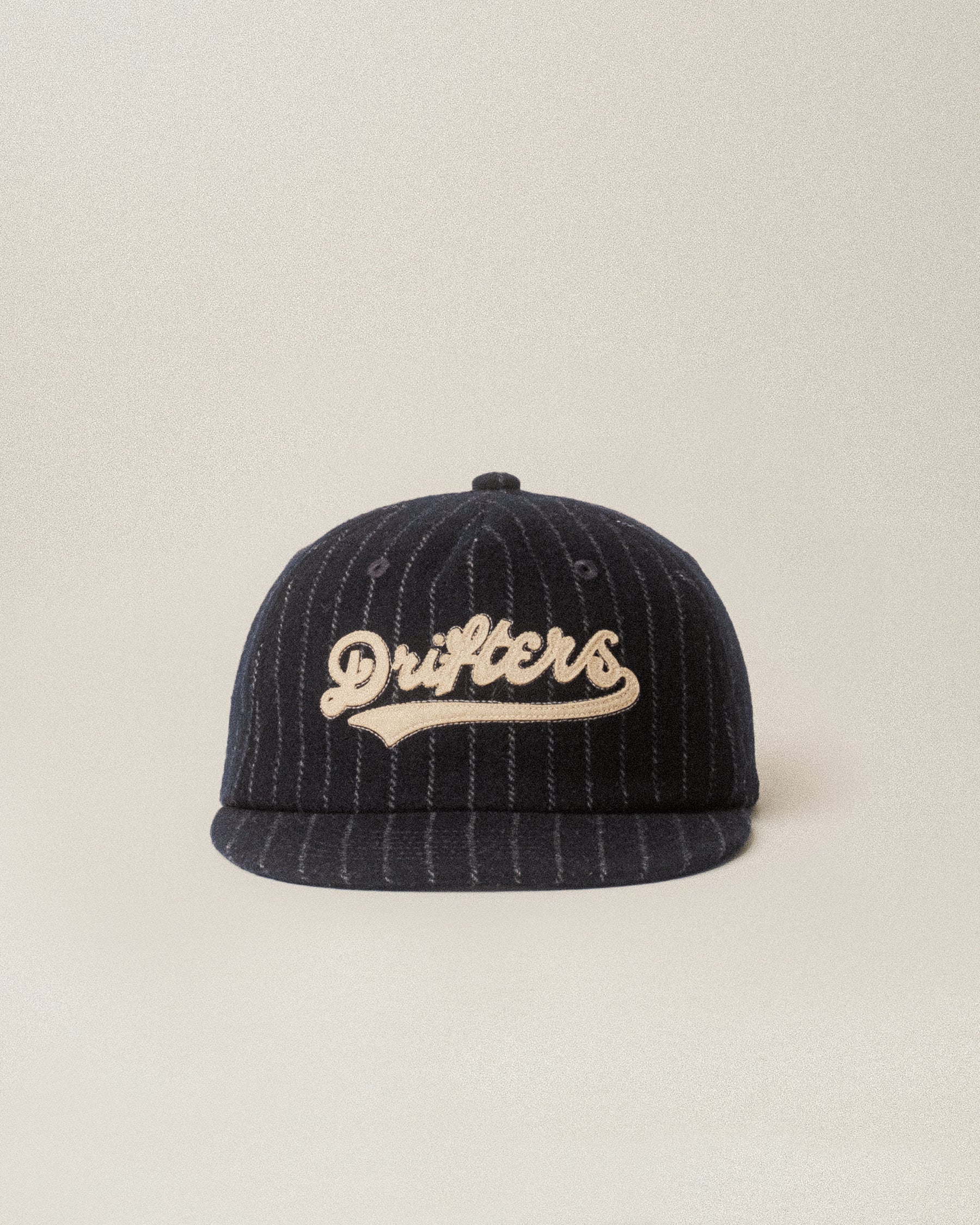 Drifters Wool 5 Panel Cap - Navy Pinstripe