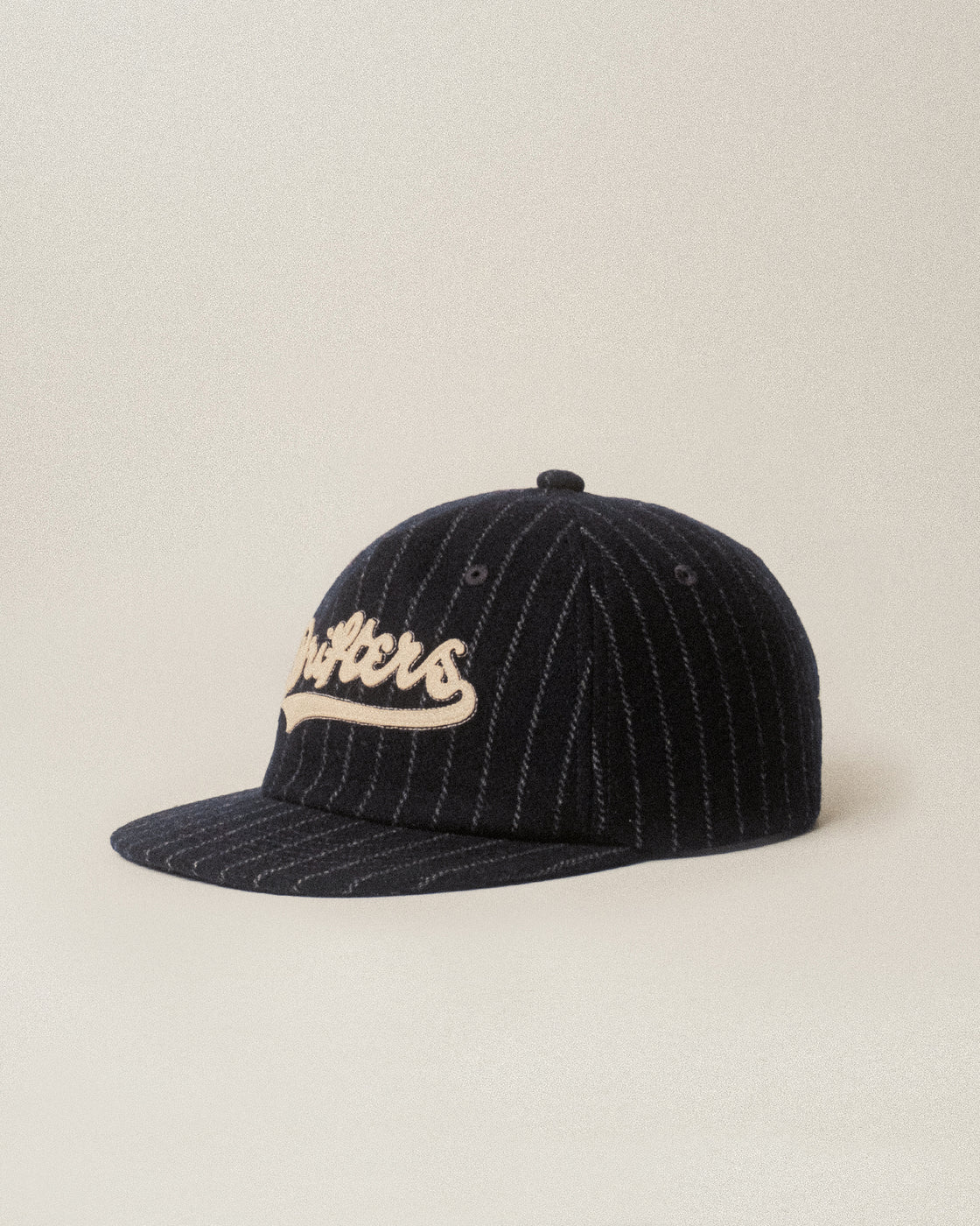Drifters Wool 5 Panel Cap - Navy Pinstripe