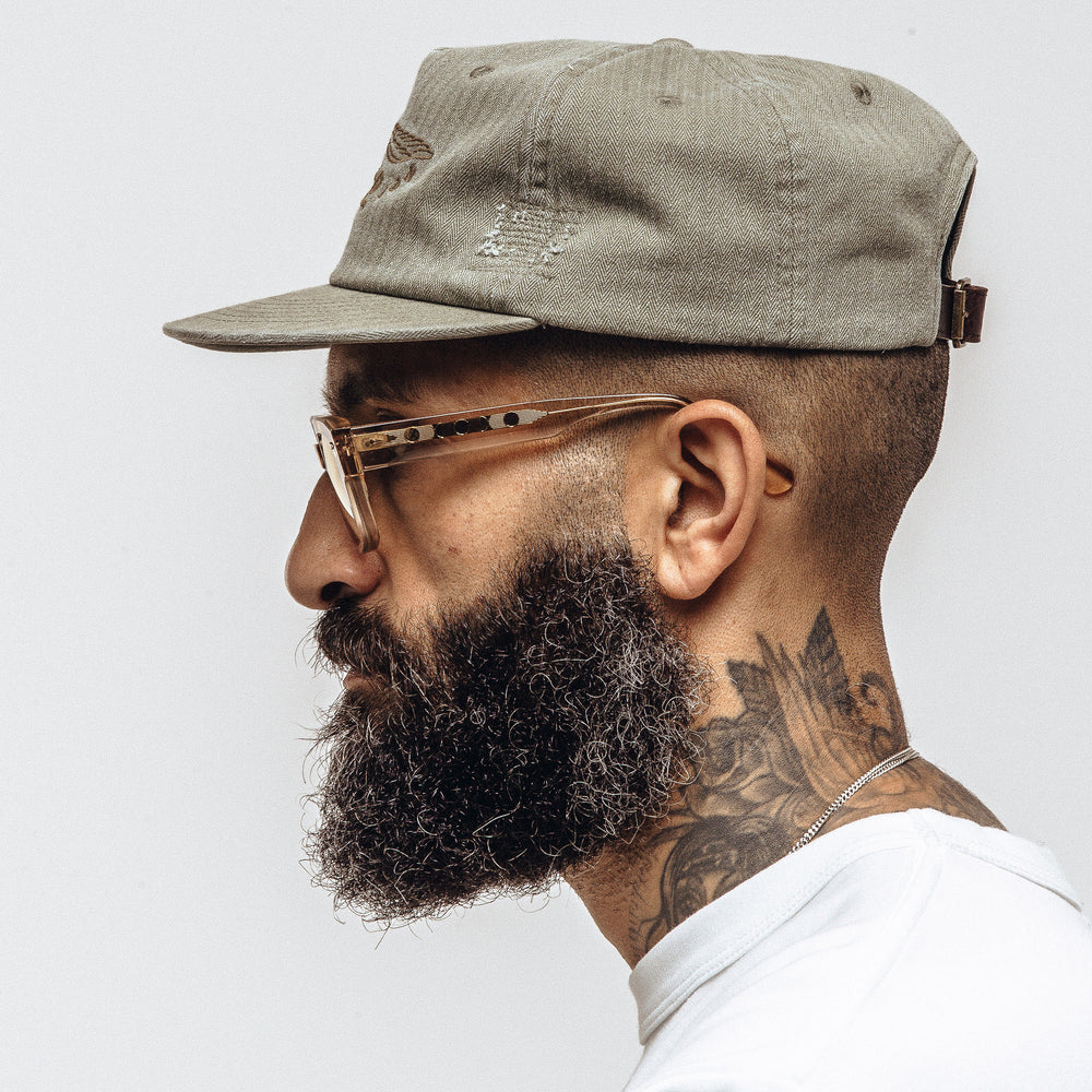 Military Green Founders Short Peak 5 Panel Cap | Hats & Beanies & P&Co ...