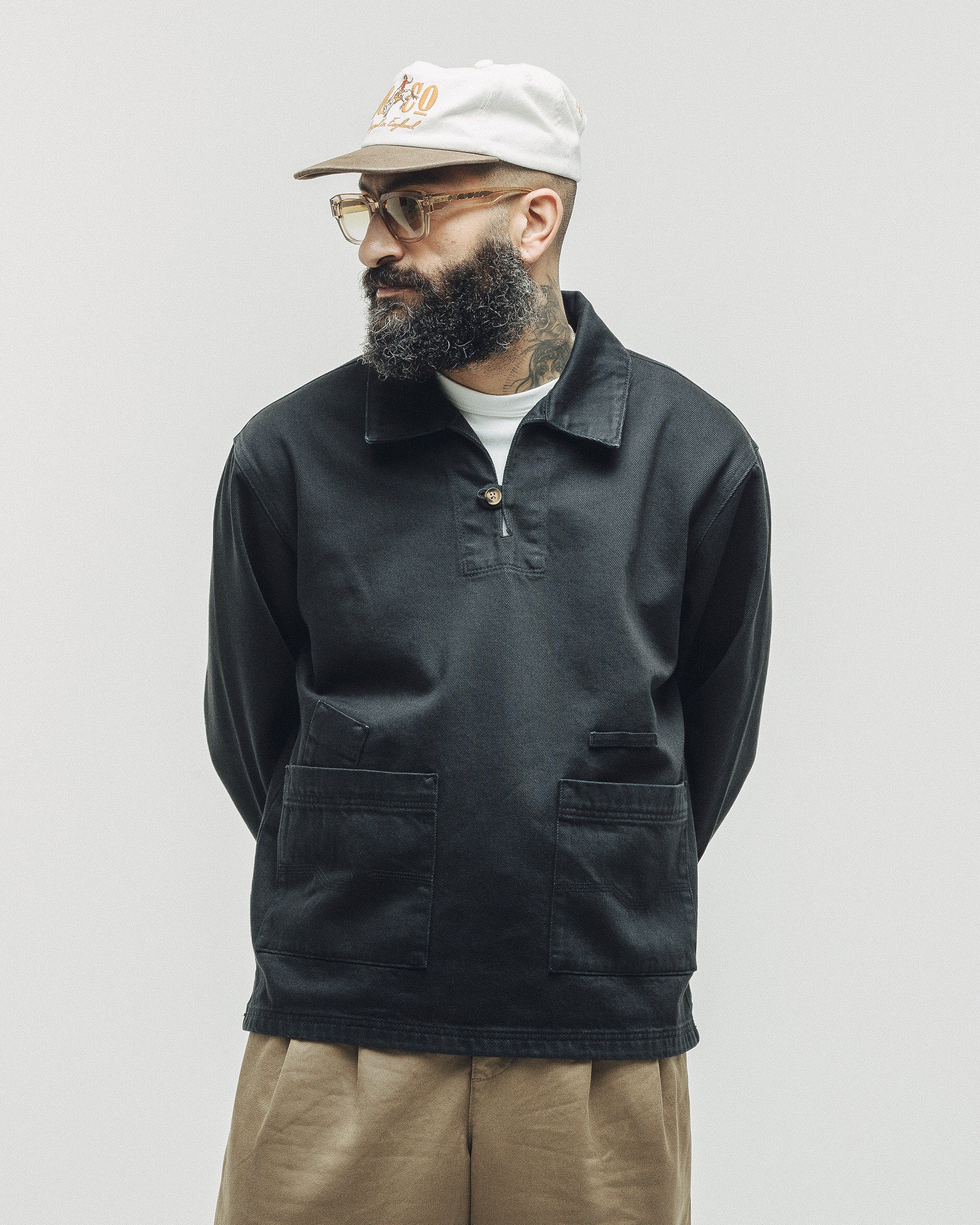 Navy Pinstripe Drifters Wool 5 Panel Cap | Hats & Beanies ‐ P&Co