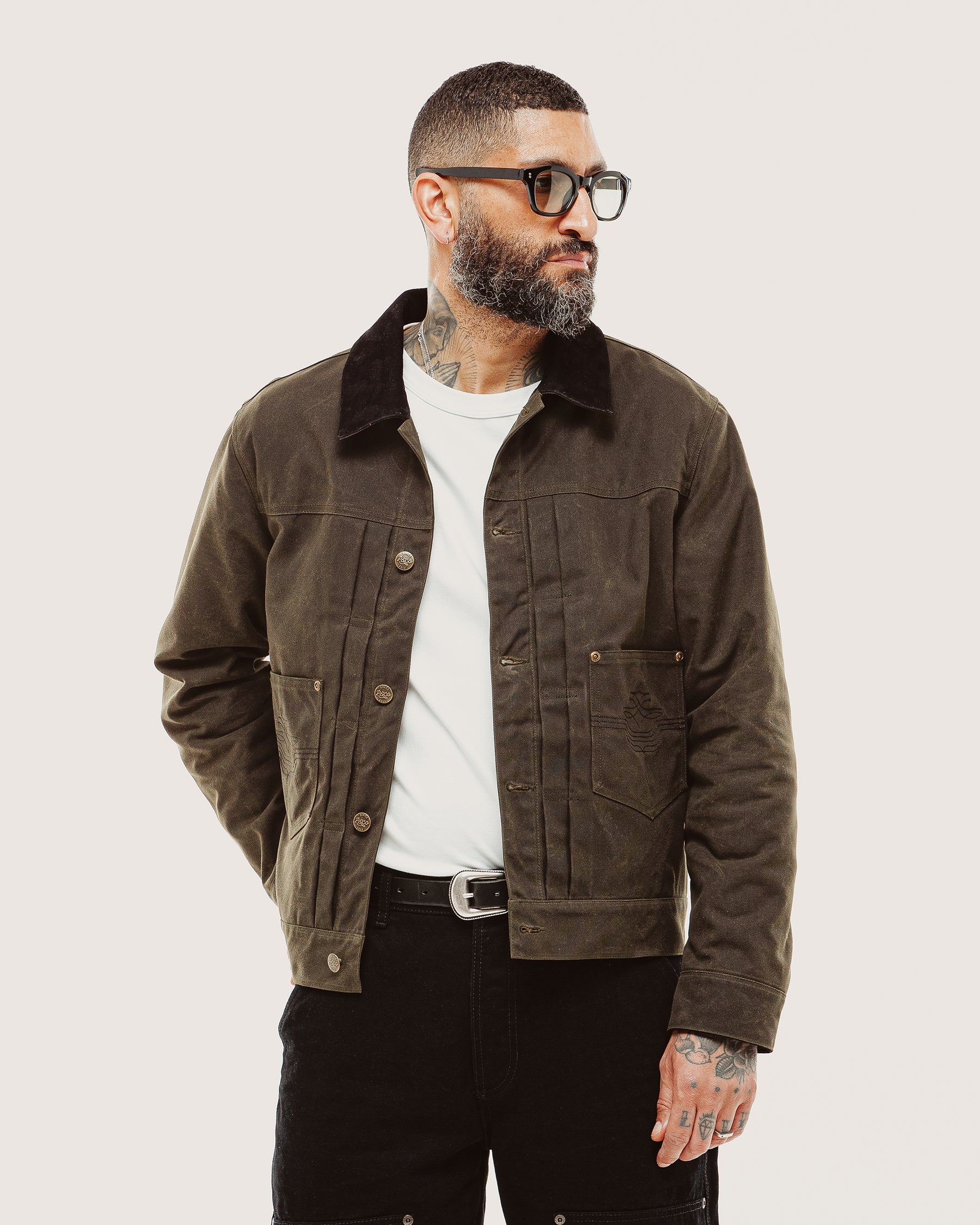 Olive Harlan Waxed Canvas Jacket | Men's Outerwear, Jackets ‐ P&Co
