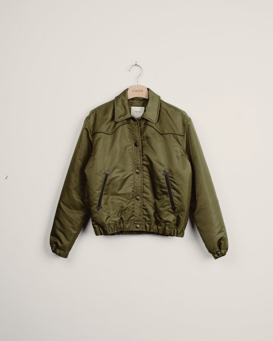 Harper Bomber Jacket - Dark Olive