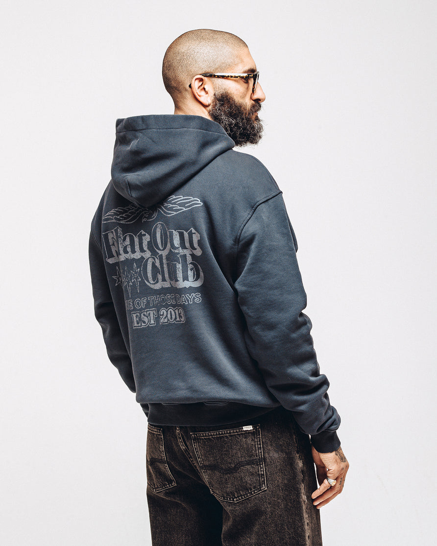 Flat Out Club Hoodie - Washed Black