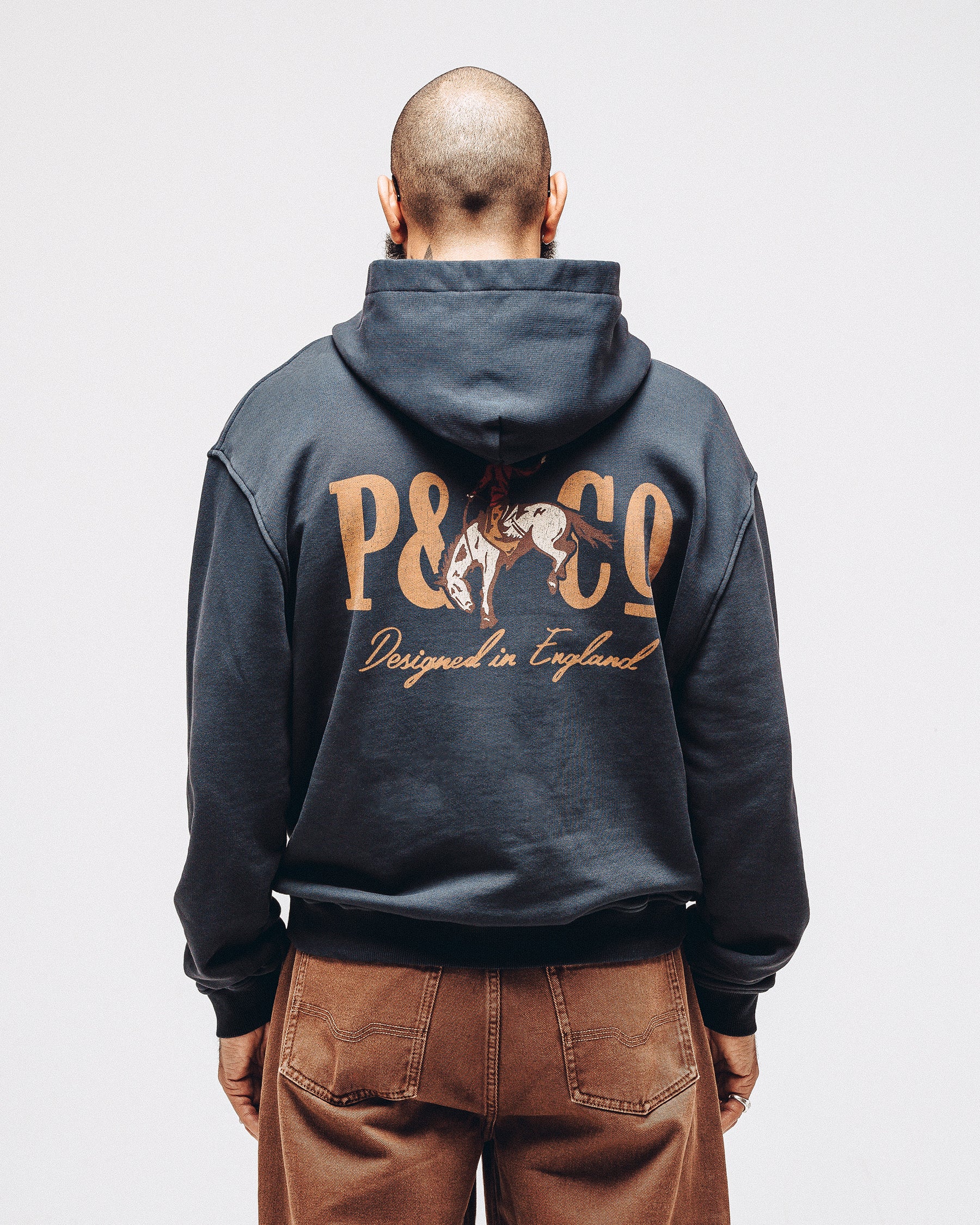 Bucking Bronco Hoodie - Washed Black