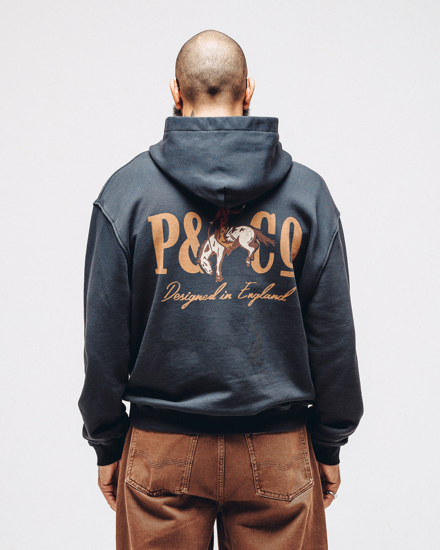 Bucking Bronco Hoodie - Washed Black