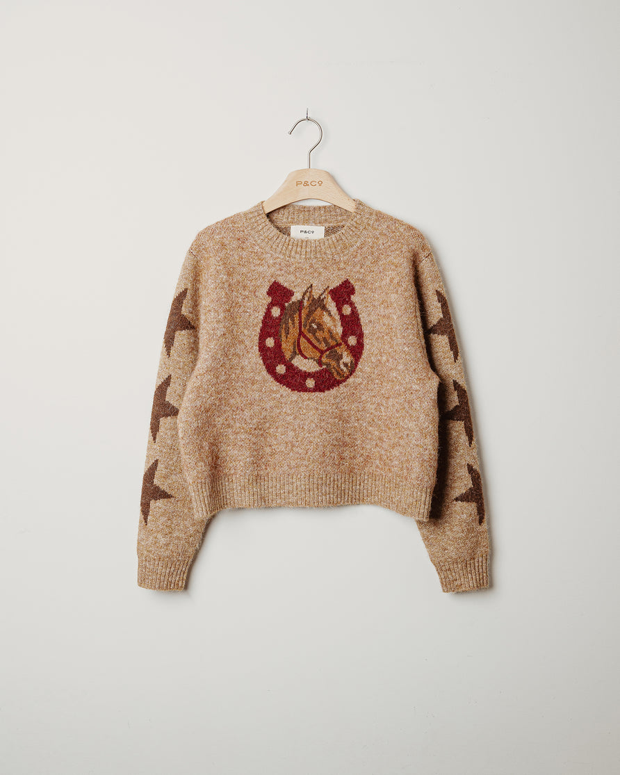 Shelby Intarsia Knit - Biscuit