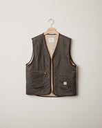 Wayfinder Sherpa Lined Waxed Vest - Charcoal