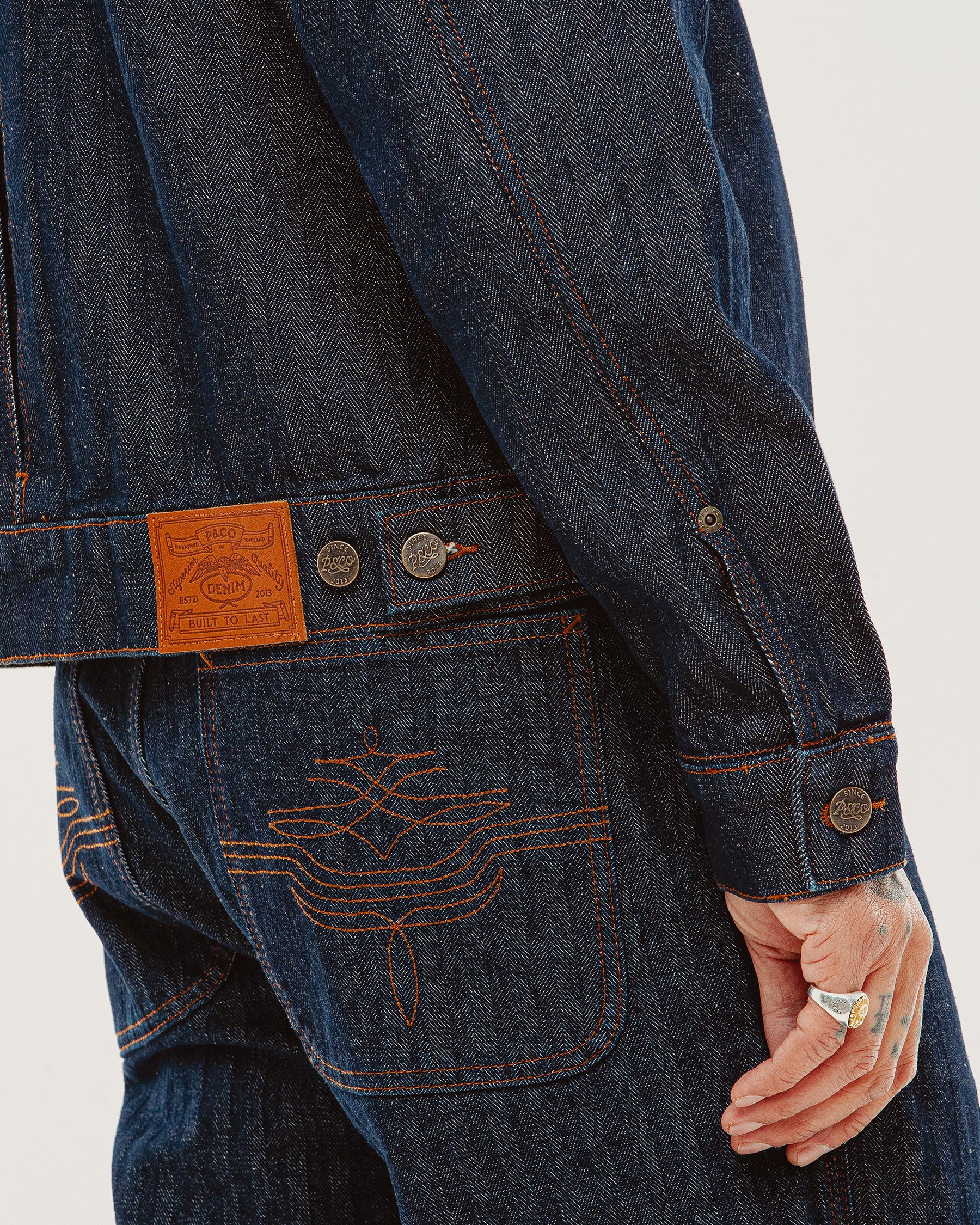 Draftsman Herringbone Denim Jacket - Washed Indigo