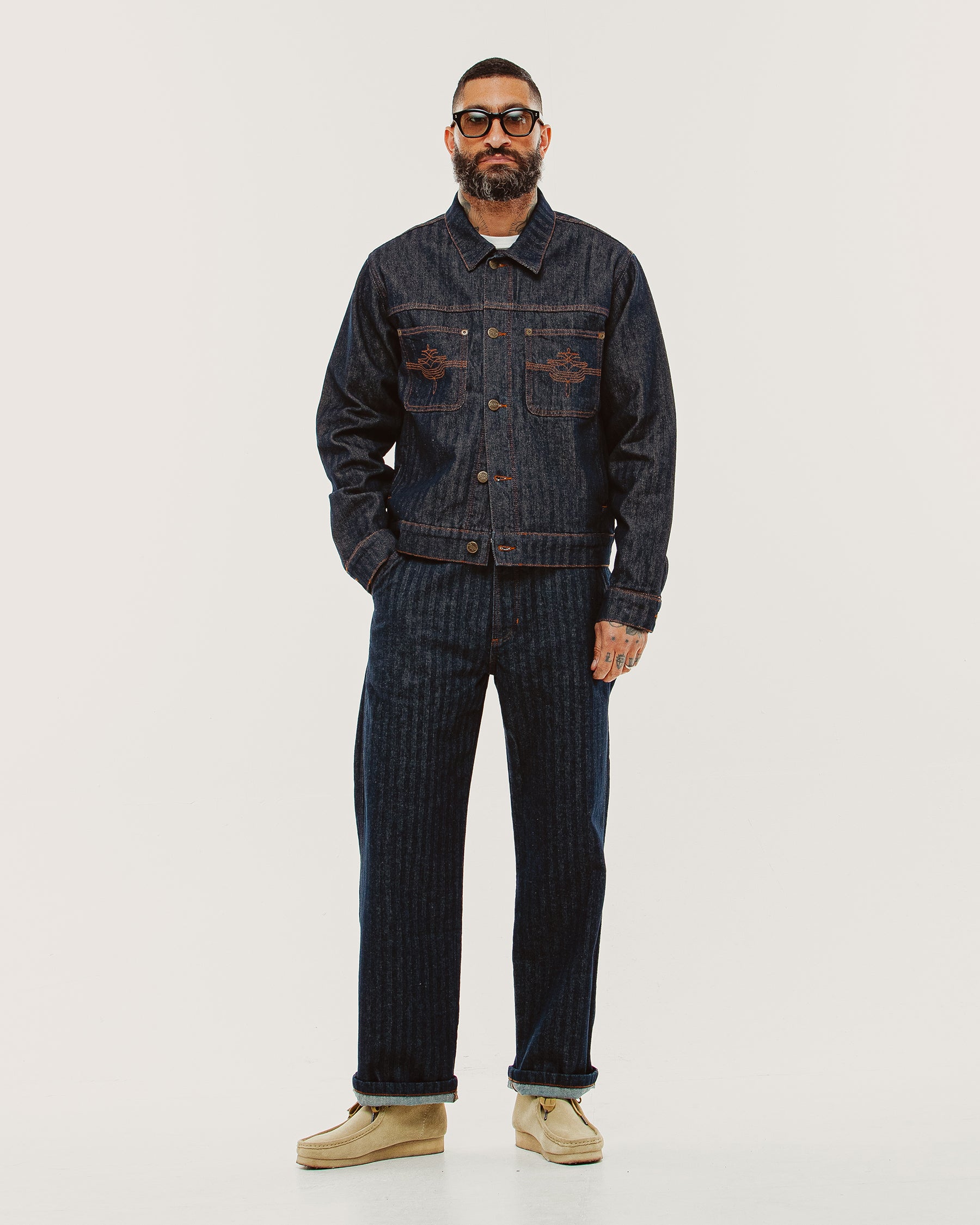 Draftsman Herringbone Denim Jacket - Washed Indigo