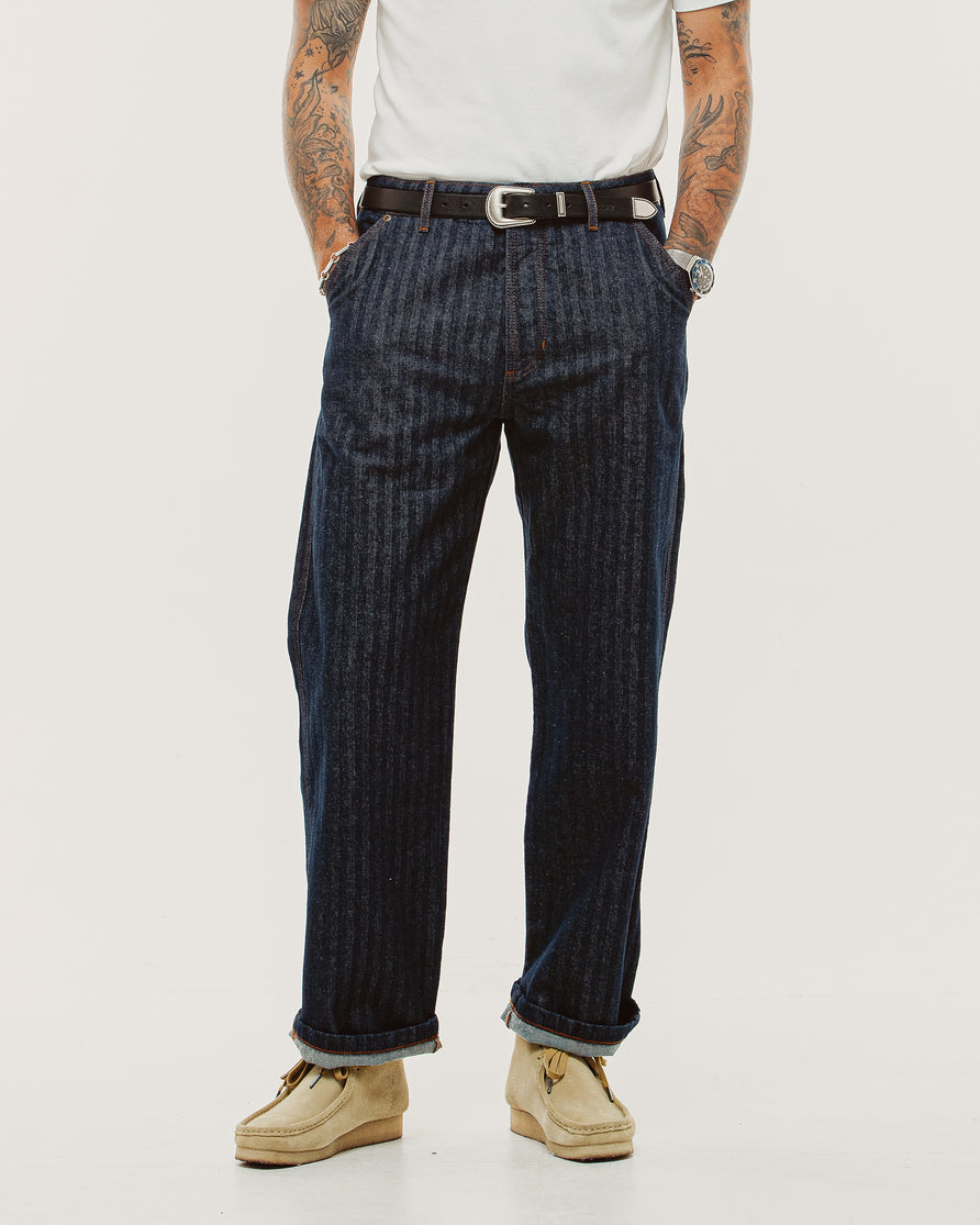 Holloway Herringbone Jeans - Washed Indigo