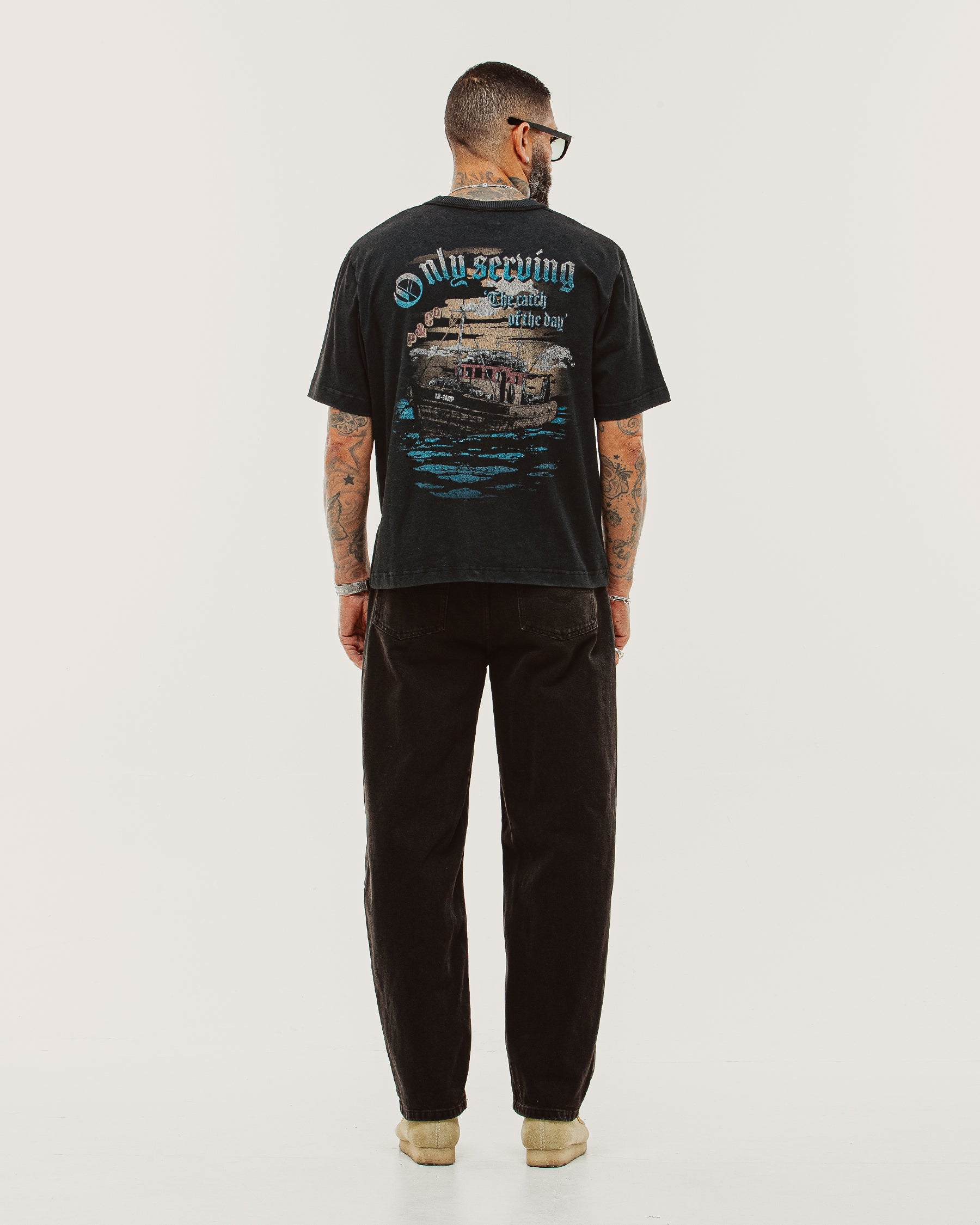 Catch Of The Day Boxy T-Shirt - Heavy Washed Black
