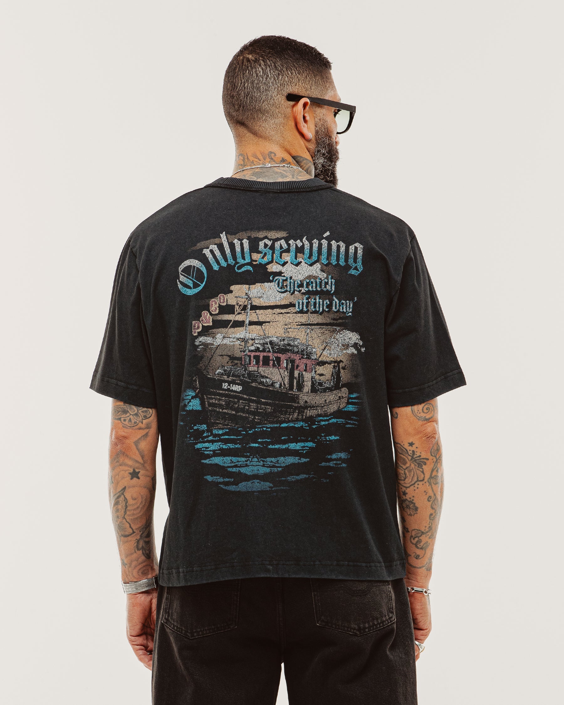 Catch Of The Day Boxy T-Shirt - Heavy Washed Black