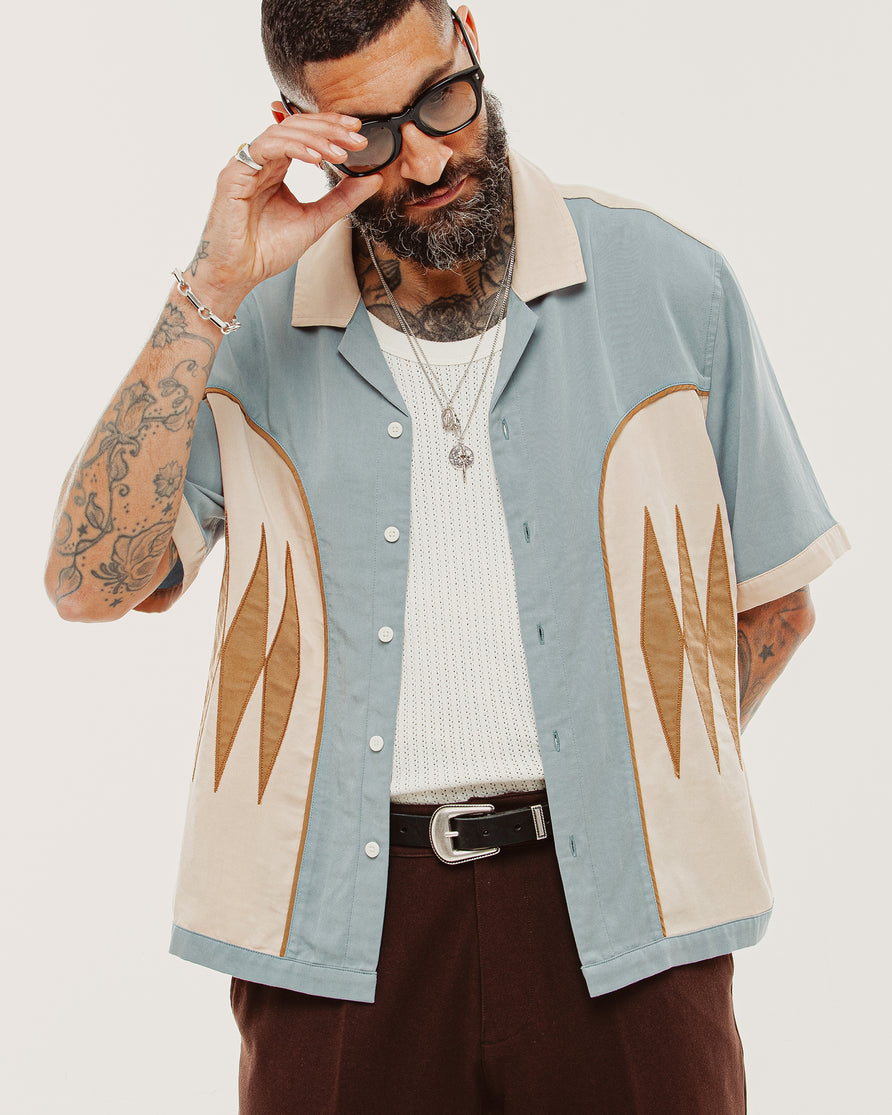 Walter Bowling Shirt - Vintage Blue