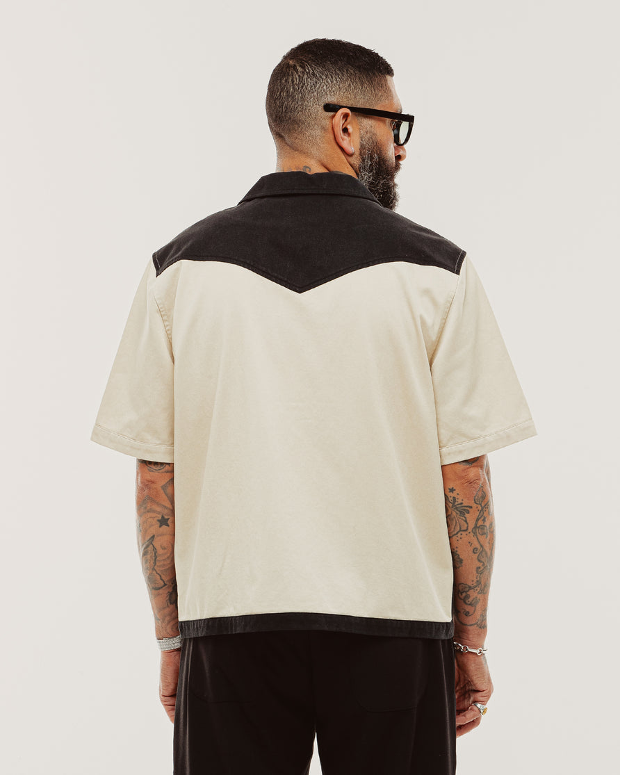 Eddie Bowling Shirt - Ecru & Black
