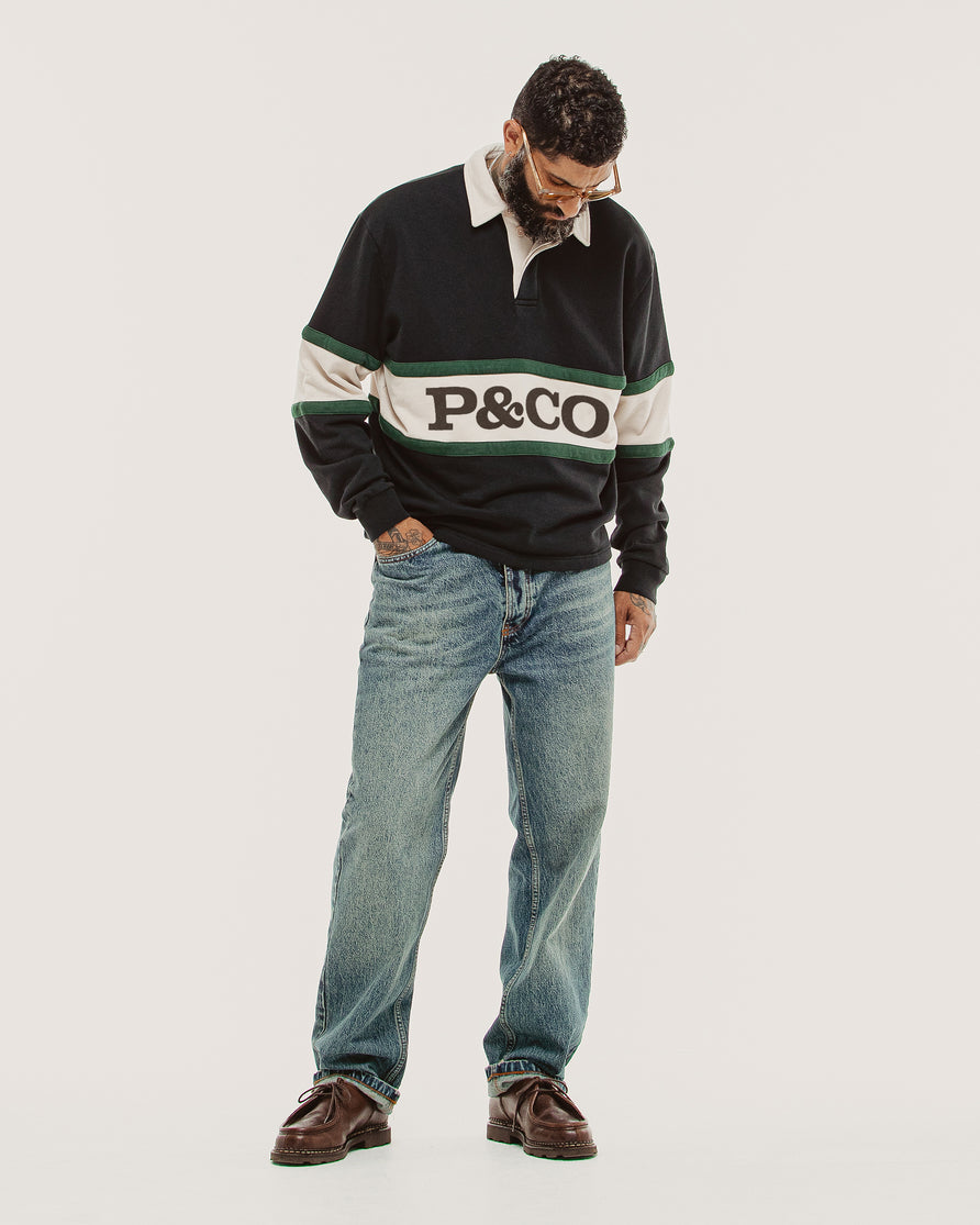 P&Co Rugby Polo - Black & Green