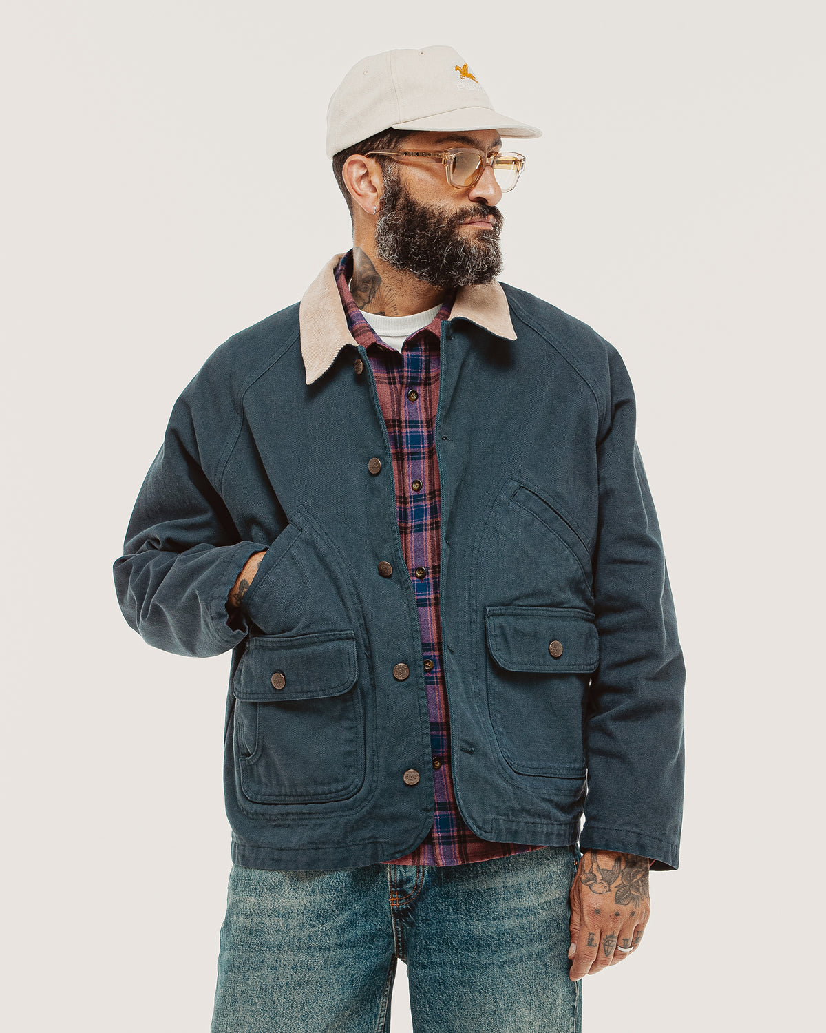 Marine Quarter Canvas Jacket - Navy