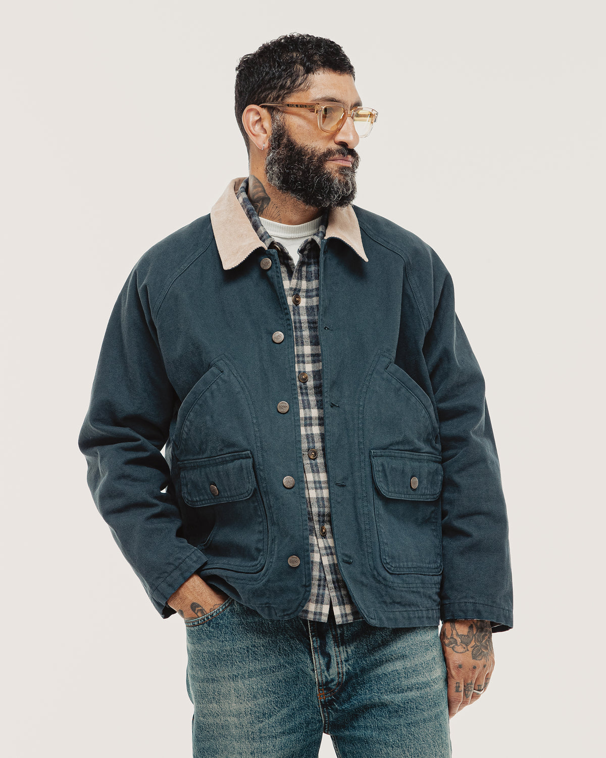 Marine Quarter Canvas Jacket - Navy
