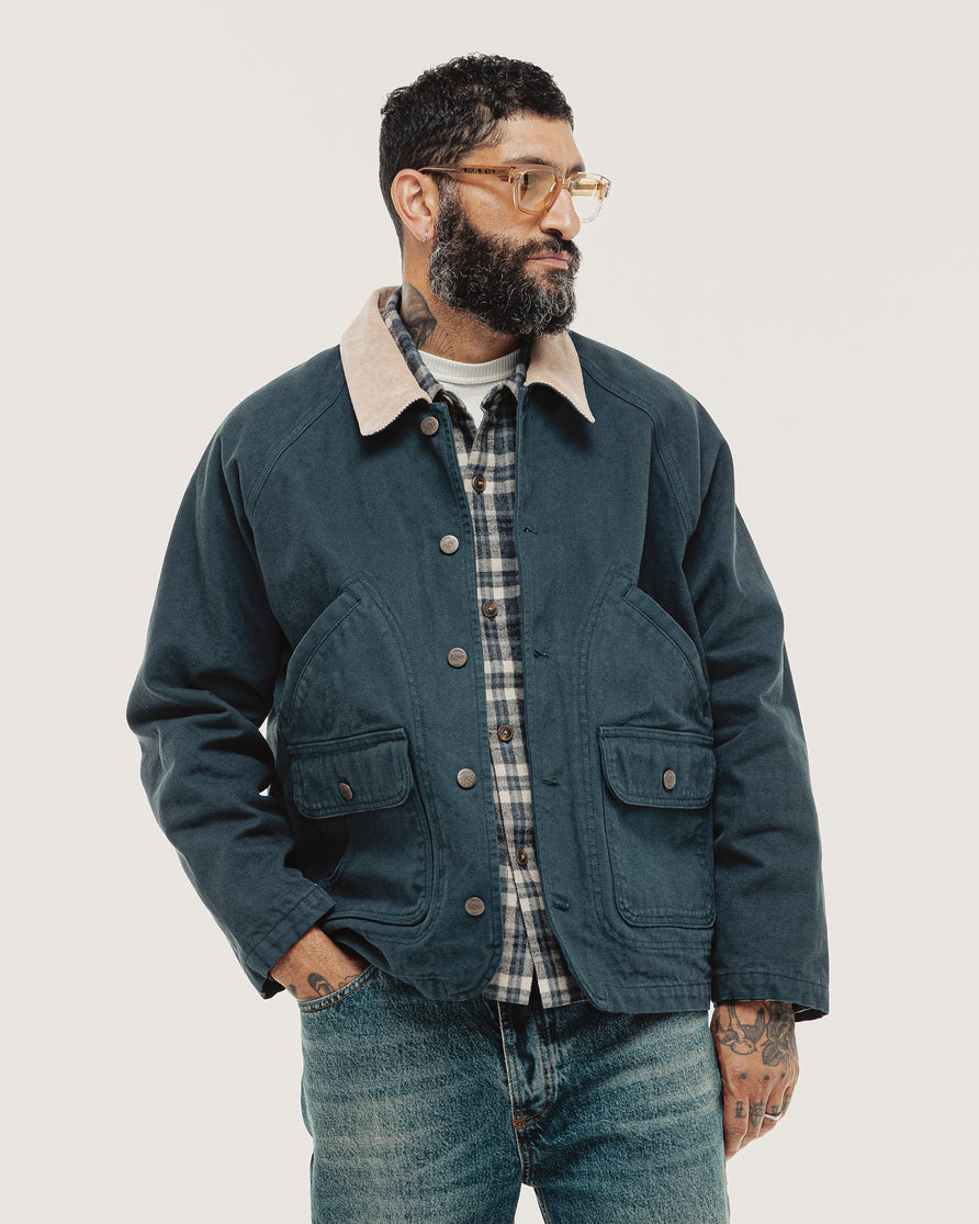 Marine Quarter Canvas Jacket - Navy
