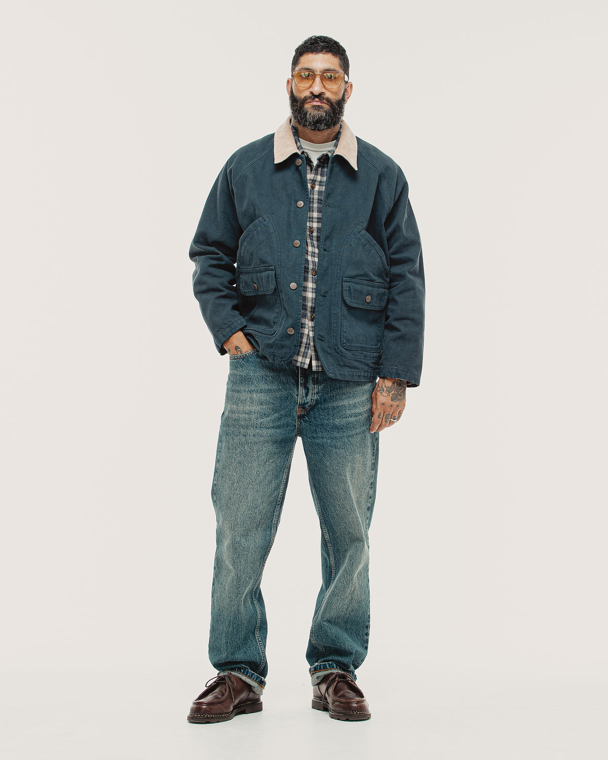 Marine Quarter Canvas Jacket - Navy