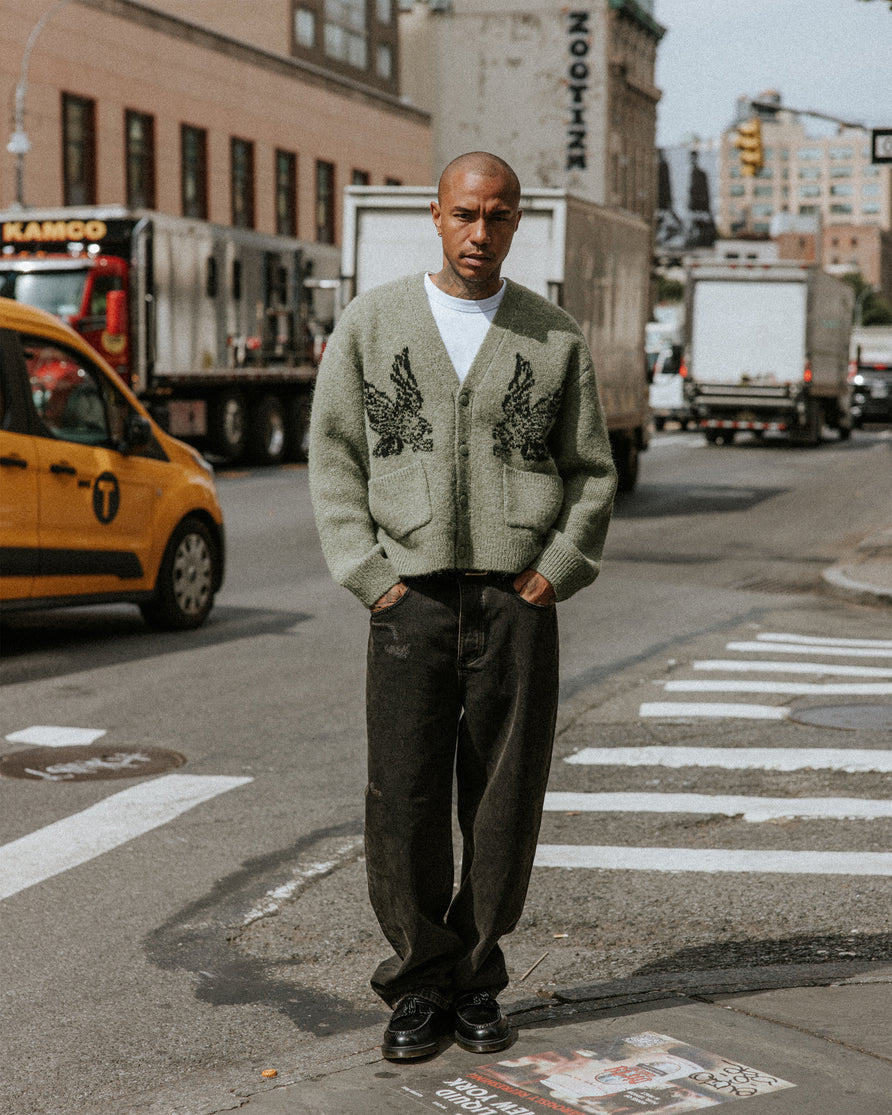 Nelson Brushed Cardigan - Sage