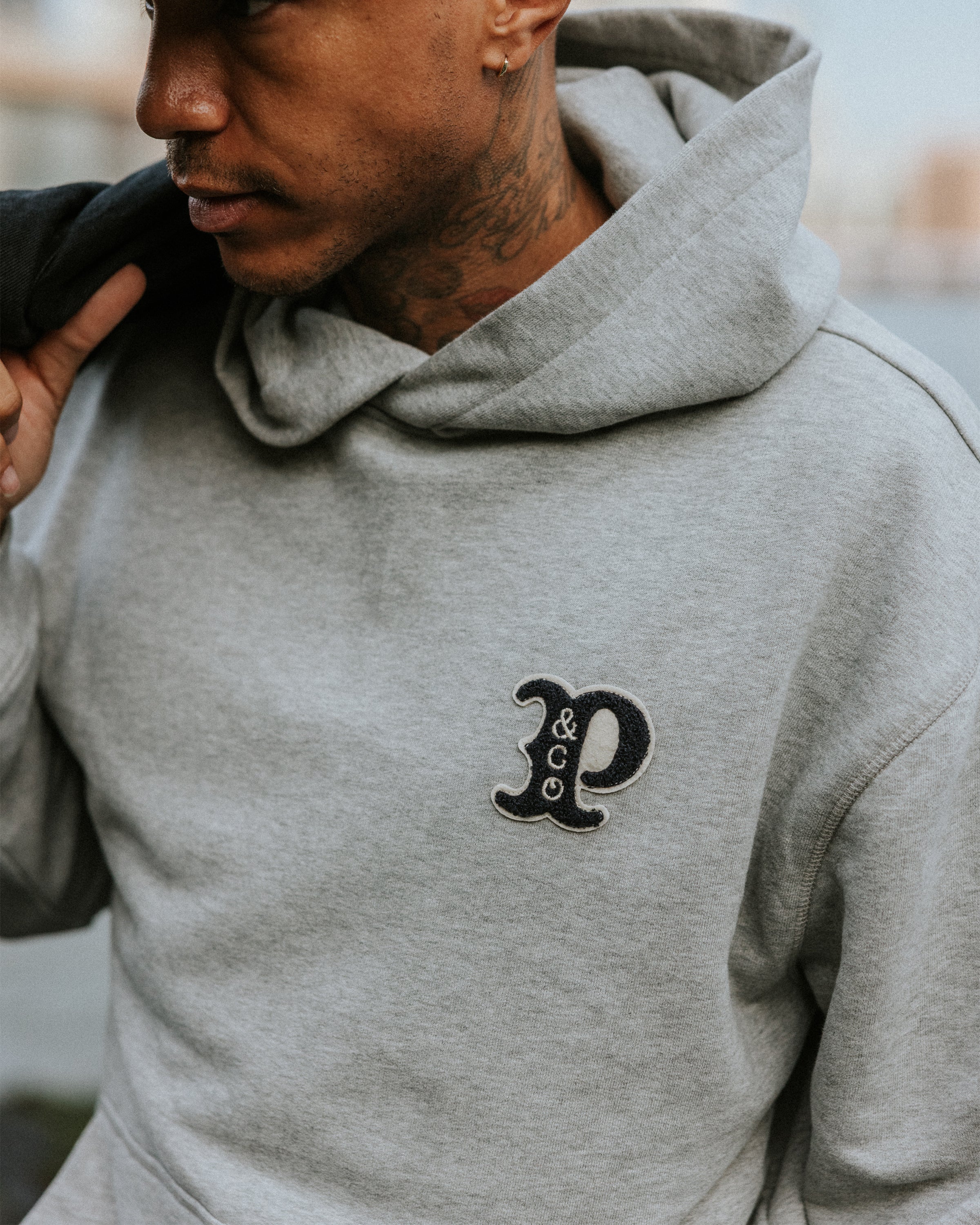 Varsity Heavyweight Hoodie - Grey Marl