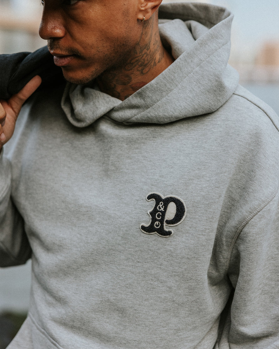 Varsity Heavyweight Hoodie - Grey Marl