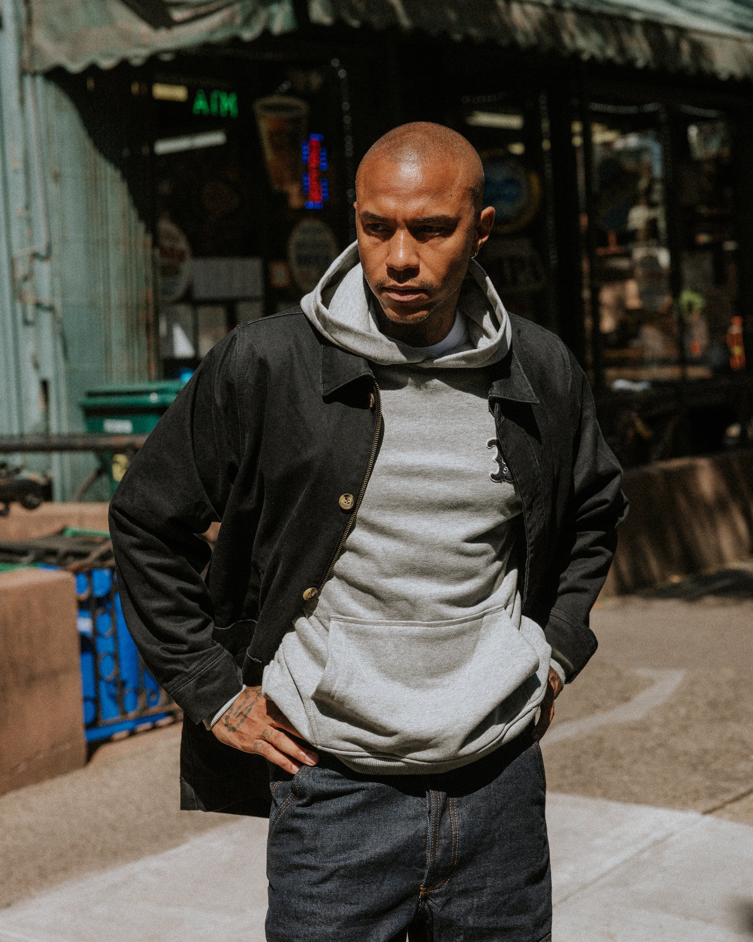 Varsity Heavyweight Hoodie - Grey Marl