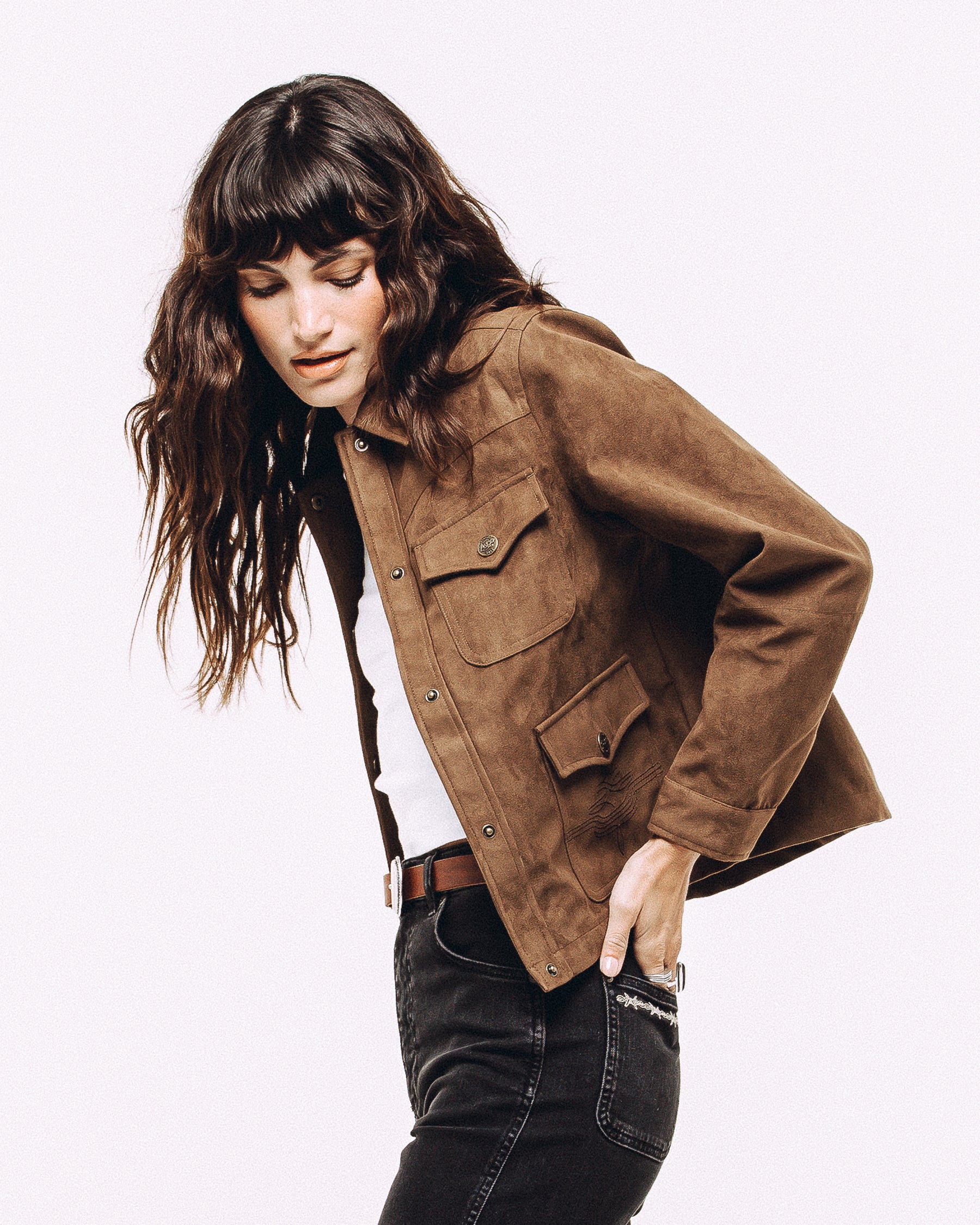 Jolene Faux Suede Barn Jacket - Tan