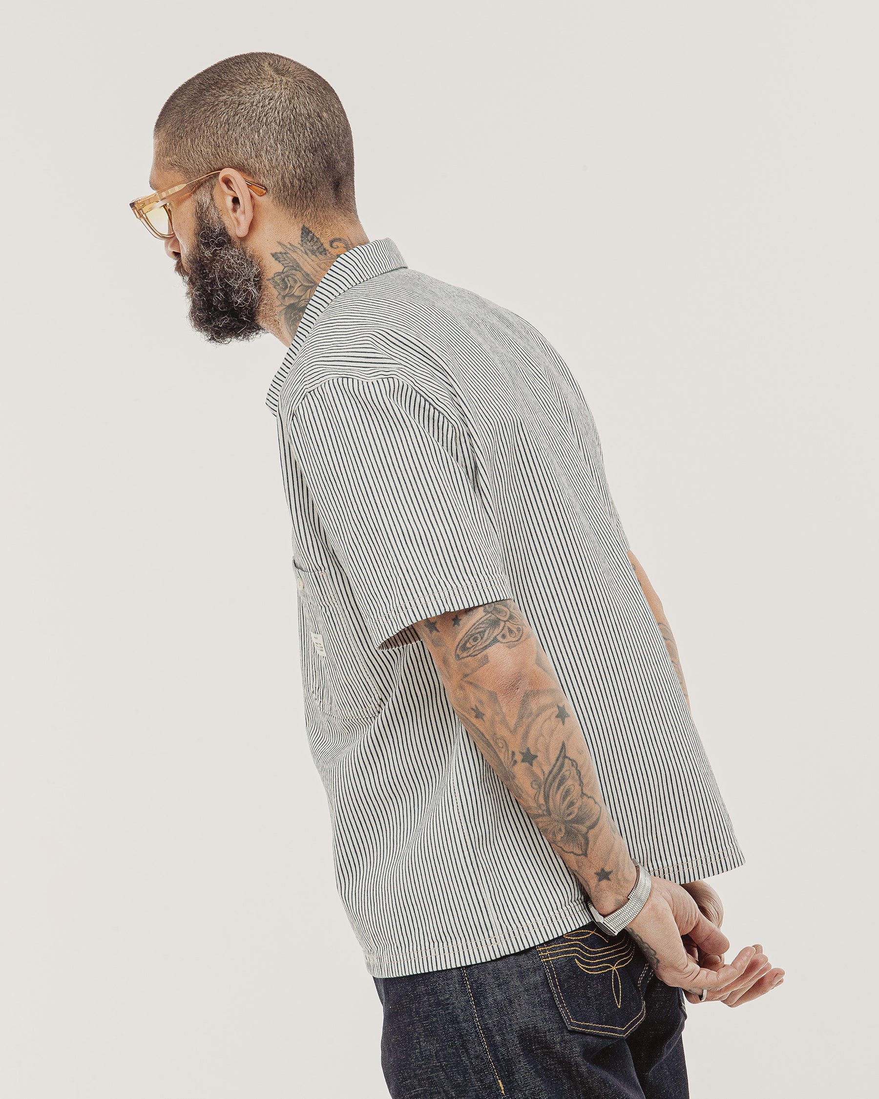 1/4 Zip Work Shirt - Hickory Stripe