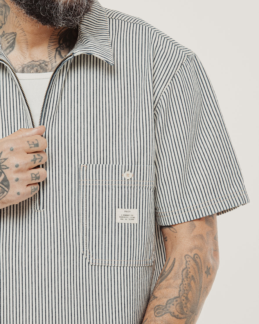 1/4 Zip Work Shirt - Hickory Stripe
