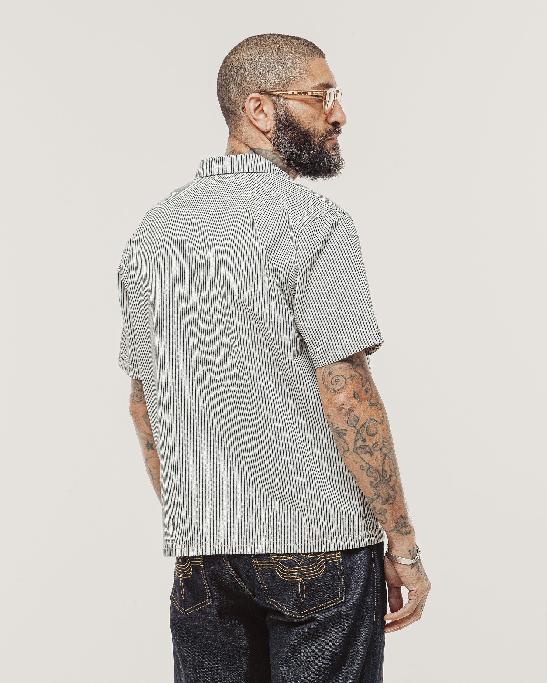 1/4 Zip Work Shirt - Hickory Stripe