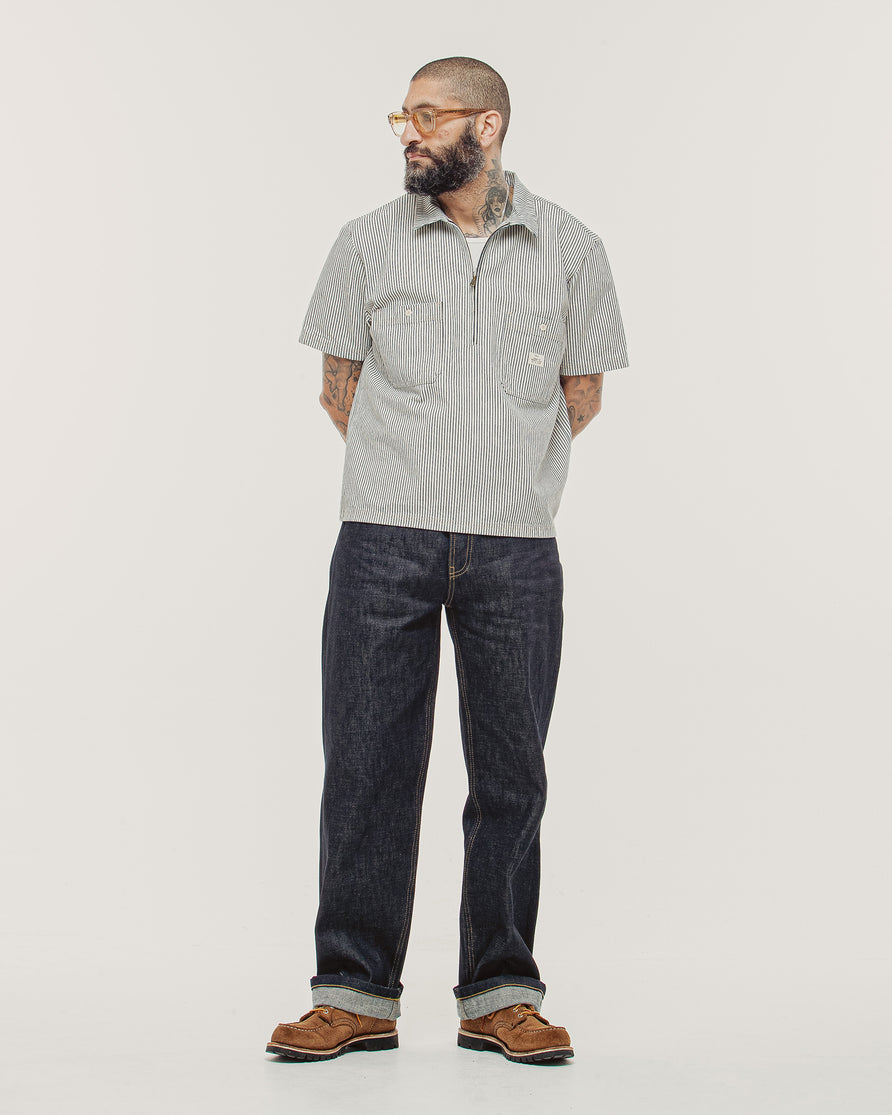 1/4 Zip Work Shirt - Hickory Stripe