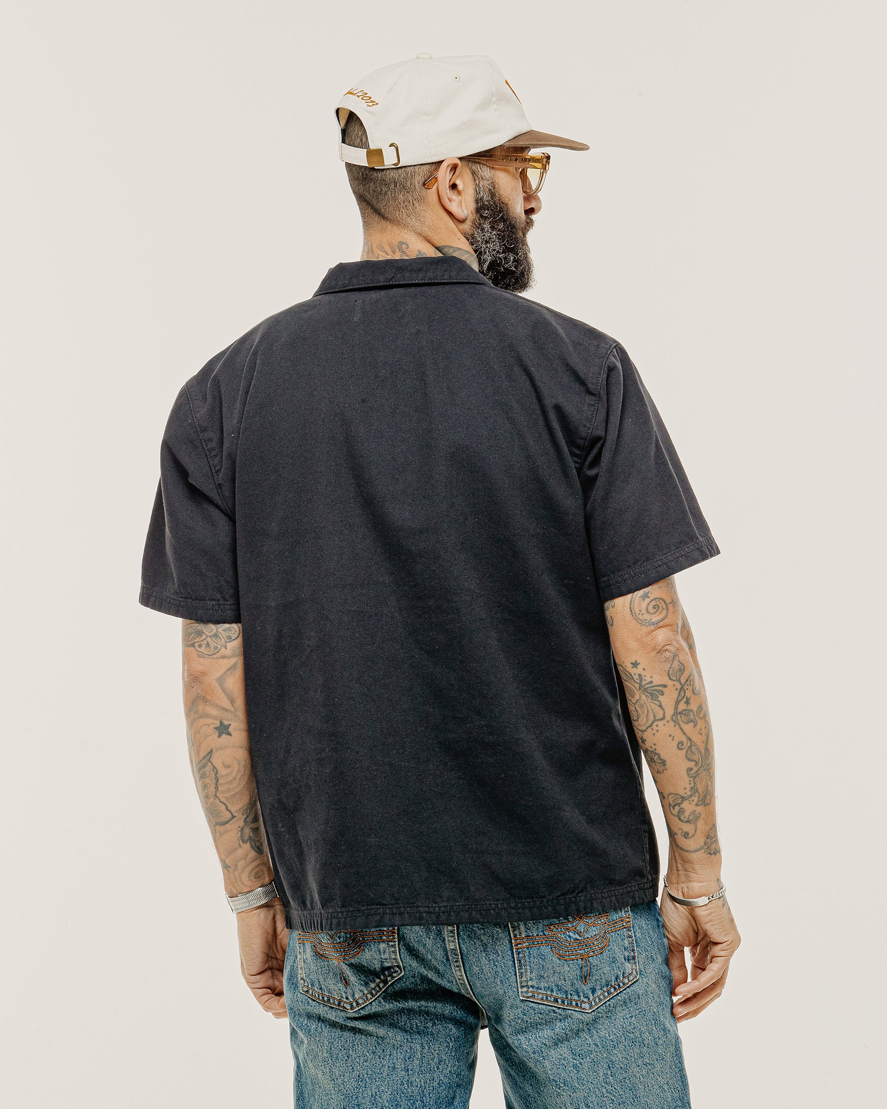 1/4 Zip Eagle Lasso Work Shirt - Black