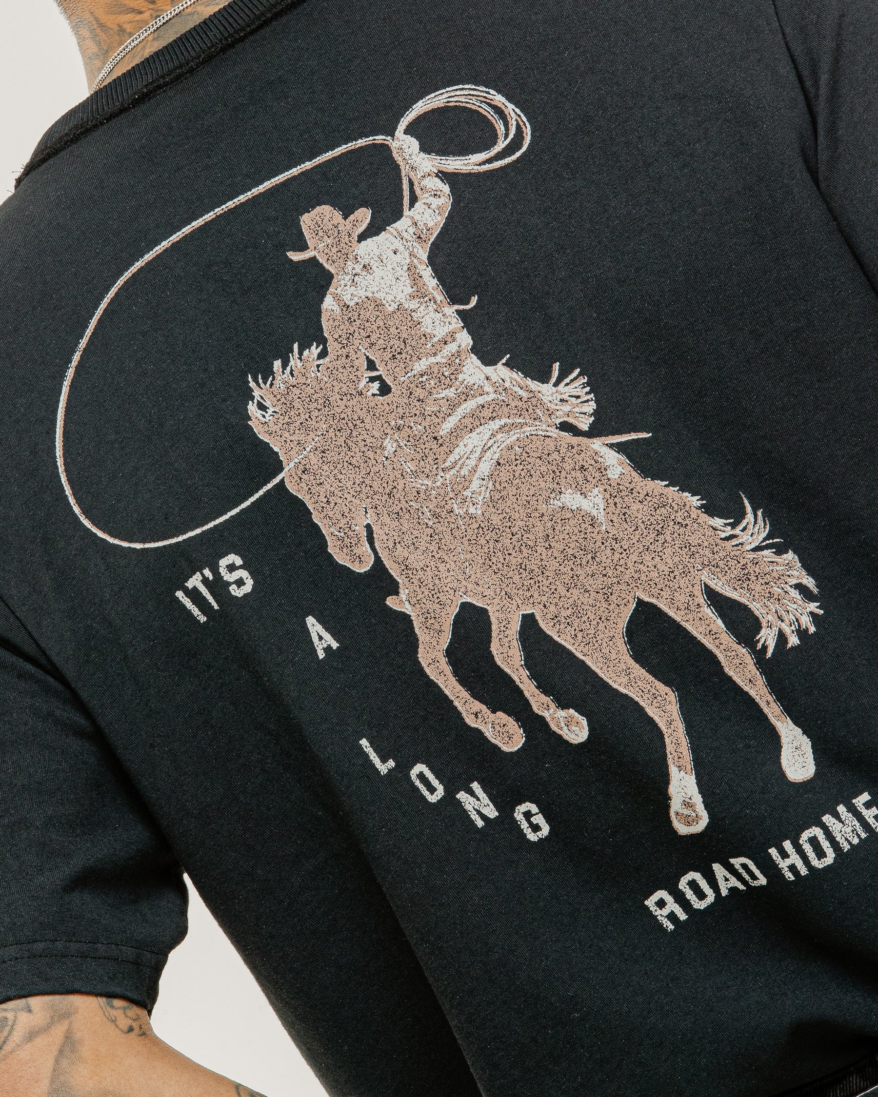 Long Road Boxy T-Shirt - Heavy Washed Black