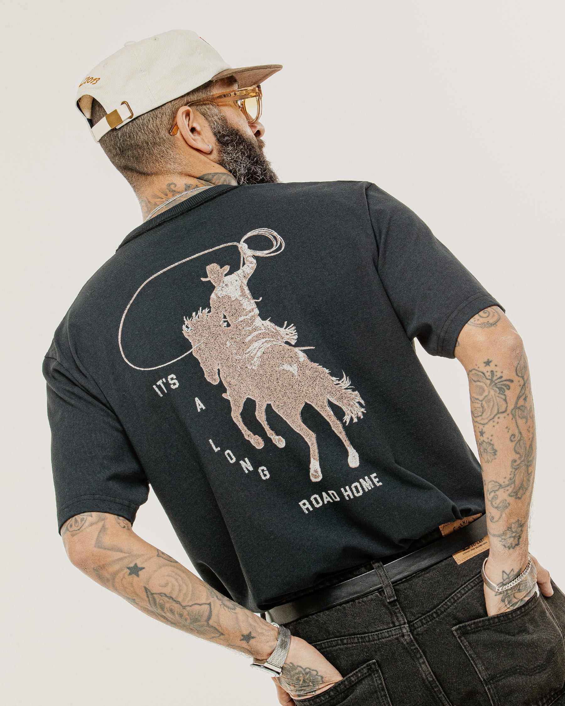 Long Road Boxy T-Shirt - Heavy Washed Black