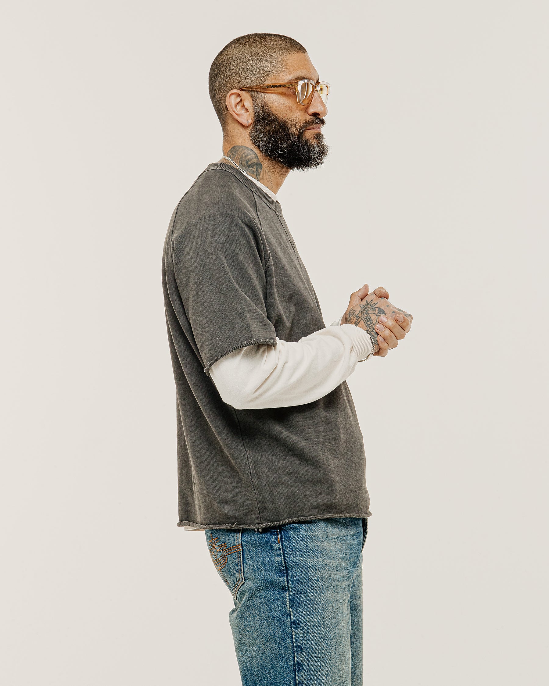 Essential Short Sleeve Sweatshirt - Washed Black