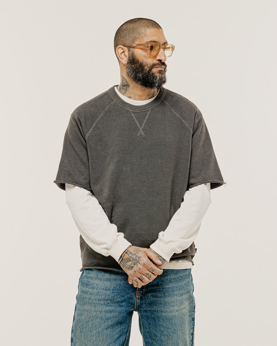 Essential Short Sleeve Sweatshirt - Washed Black