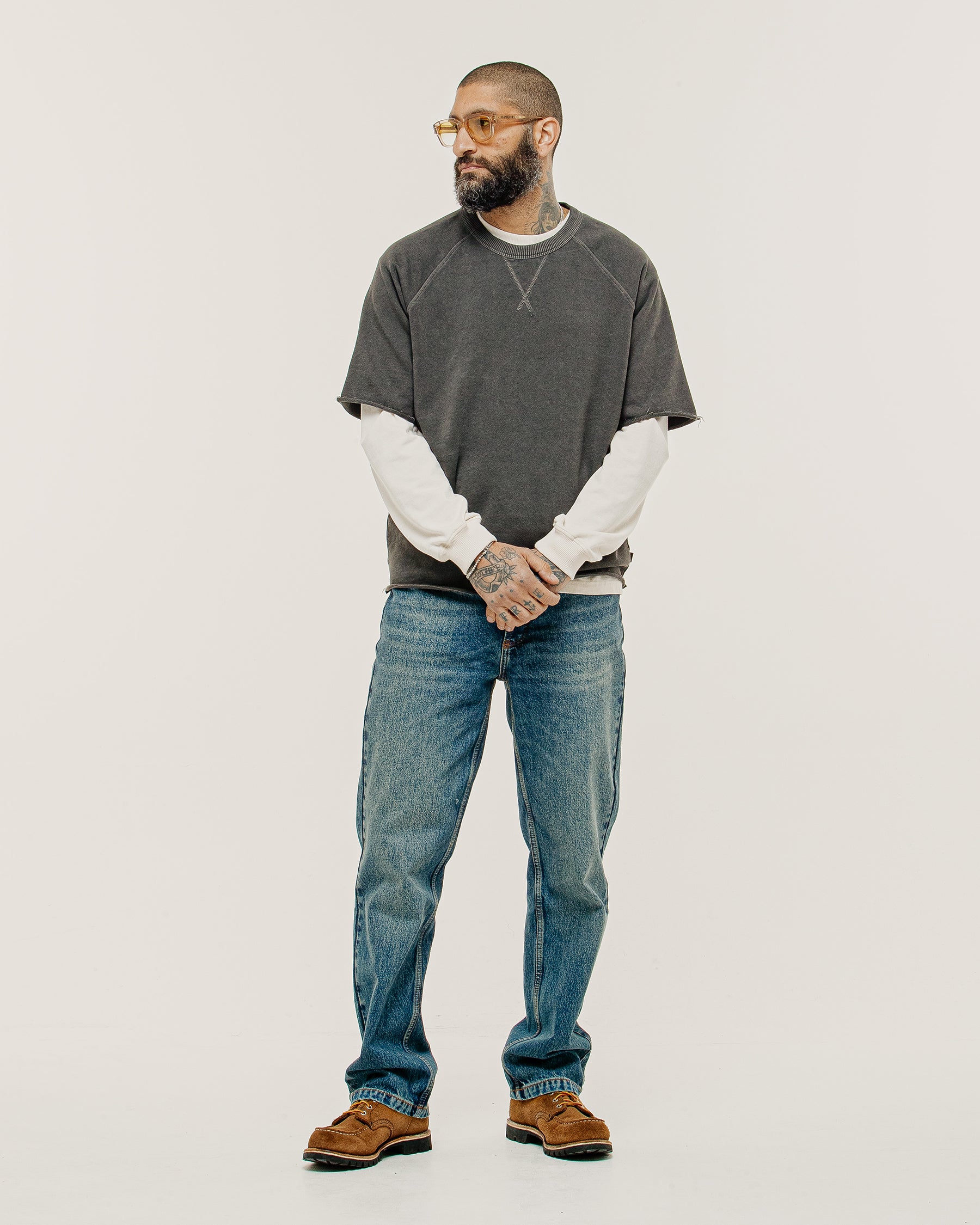 Essential Short Sleeve Sweatshirt - Washed Black